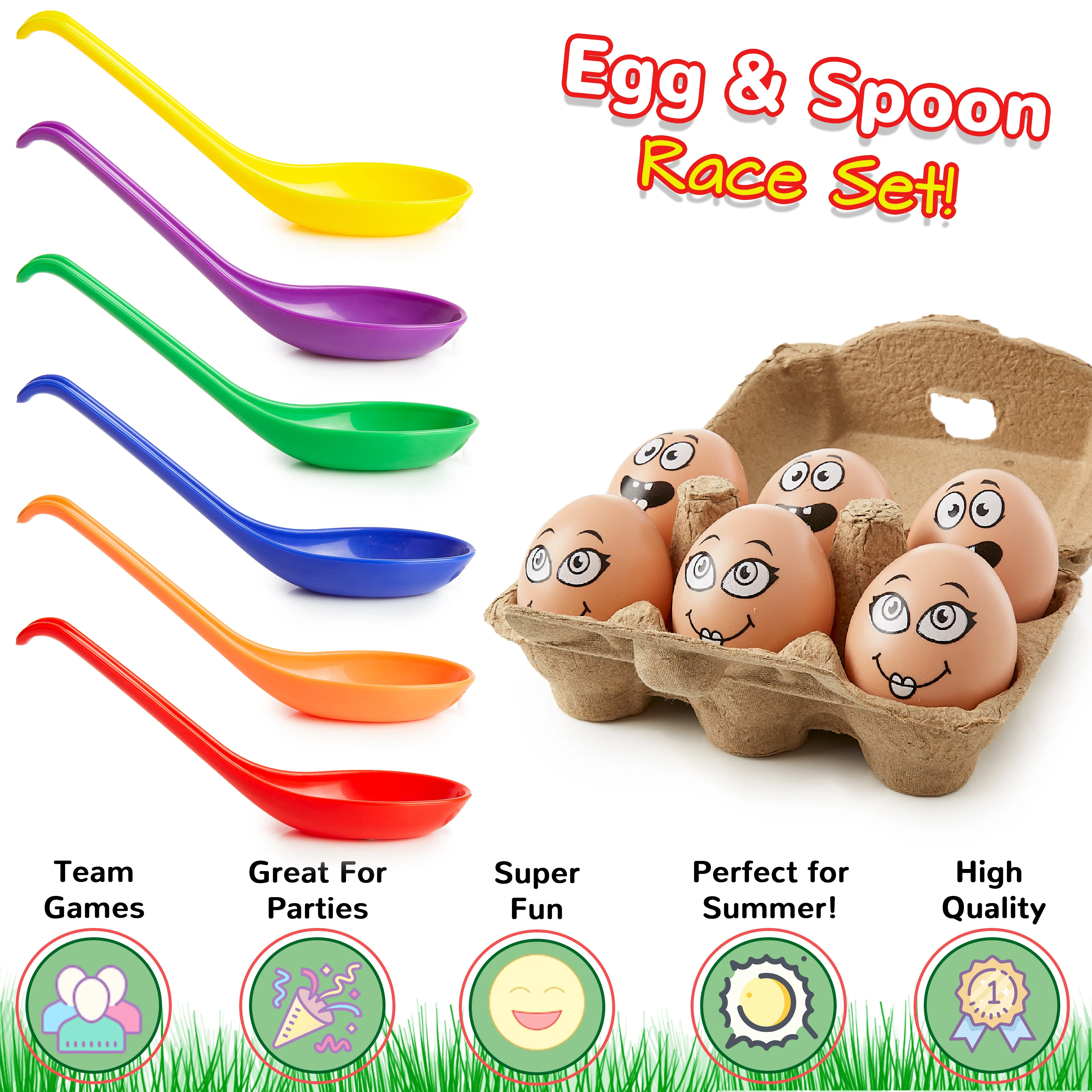 KreativeKraft Egg and Spoon Race Kit, Garden Outdoor Toys Family Party Games Set - Image 3