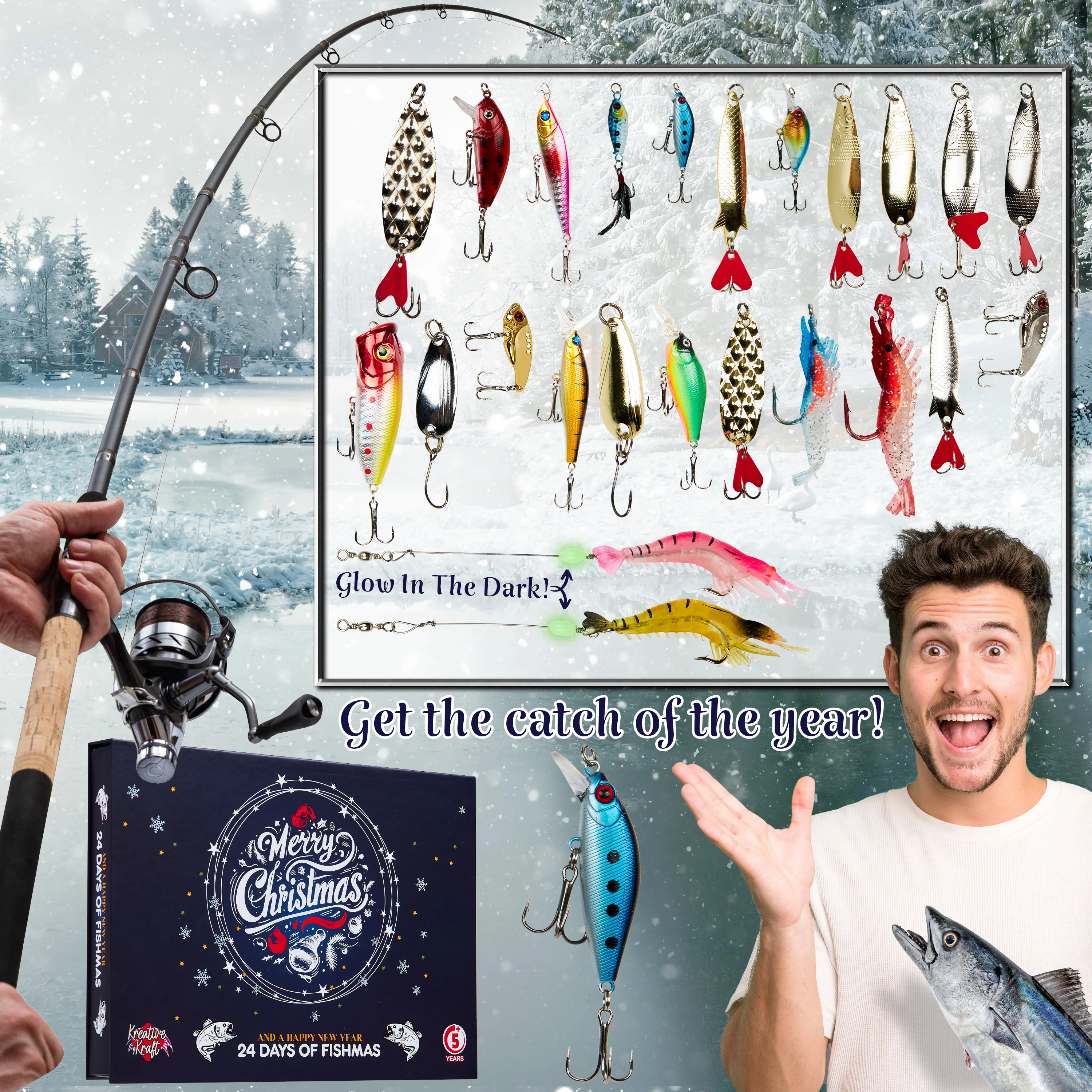 KreativeKraft Fishing Advent Calendar 2025, Christmas Countdown Calendar for Men - Image 3