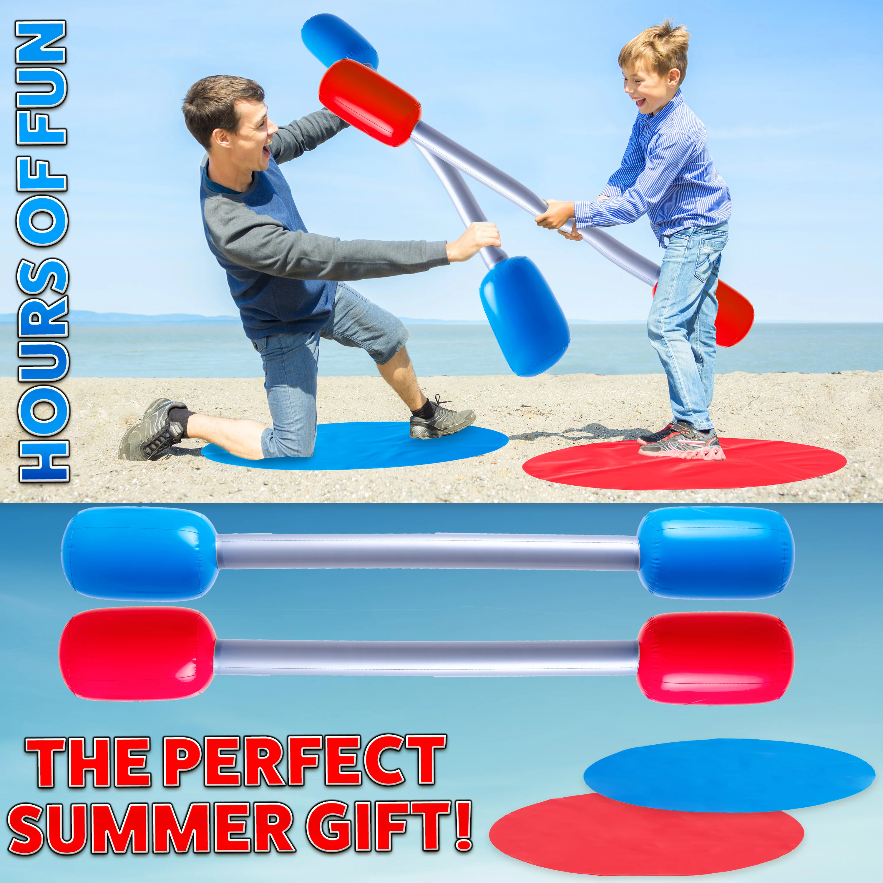KreativeKraft Inflatable Gladiator Game Set with Inflatable Batons - Games for Kids or Adults - Image 2