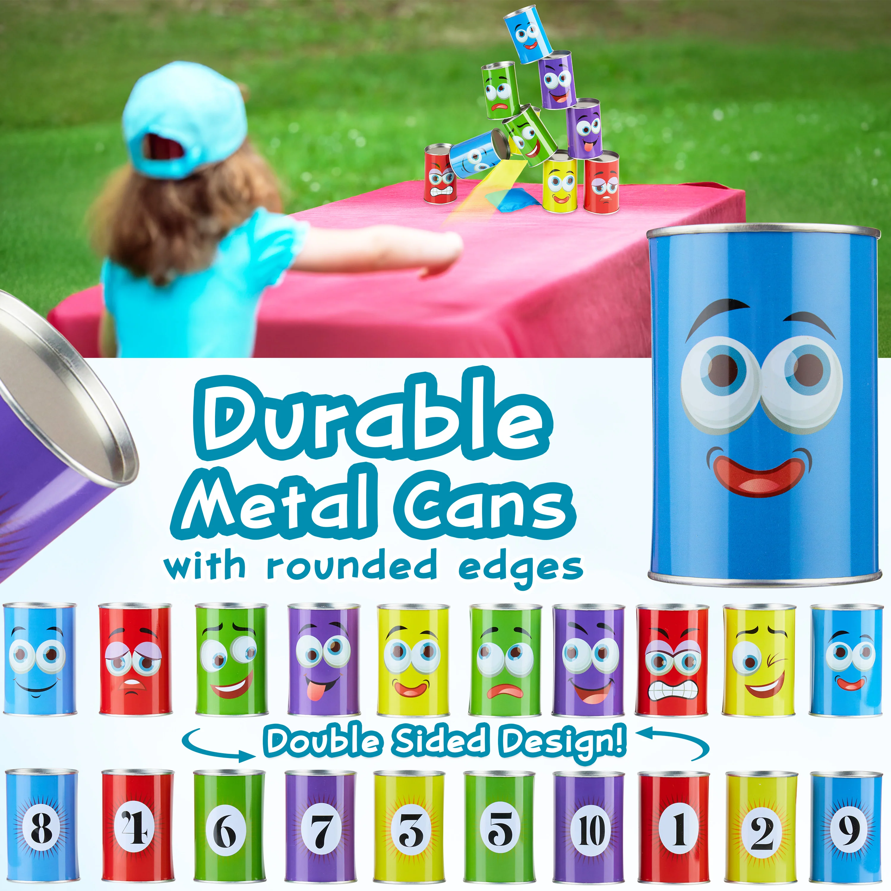 KreativeKraft Kids Games Outdoor Play Equipment for Kids Adults Family Garden Toys Sports Day Kit Egg and Spoon Race Ring Toss Sack Race Bean Bag Snakes and Ladders (Tin Can Alley) - Image 5