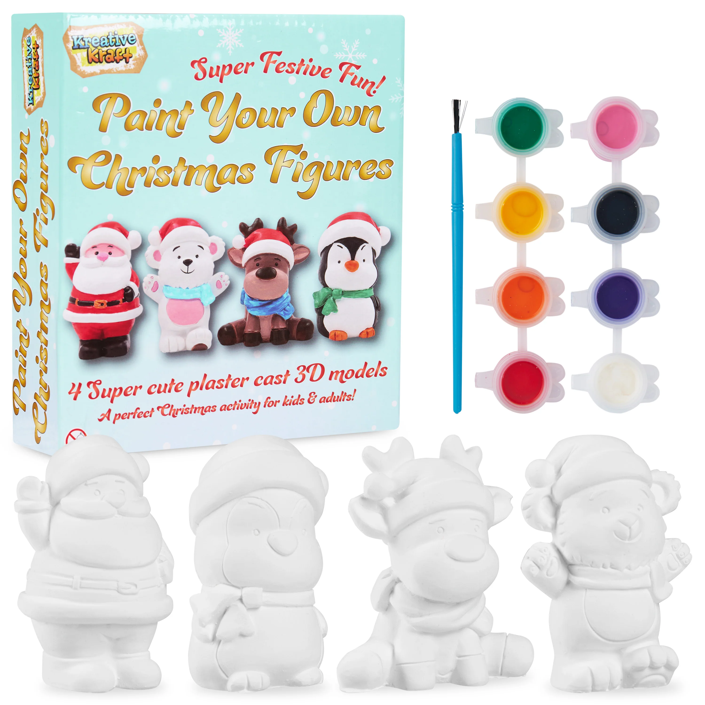KreativeKraft Kids Paint Your Own Christmas Decorations Set - Arts and Crafts for Kids