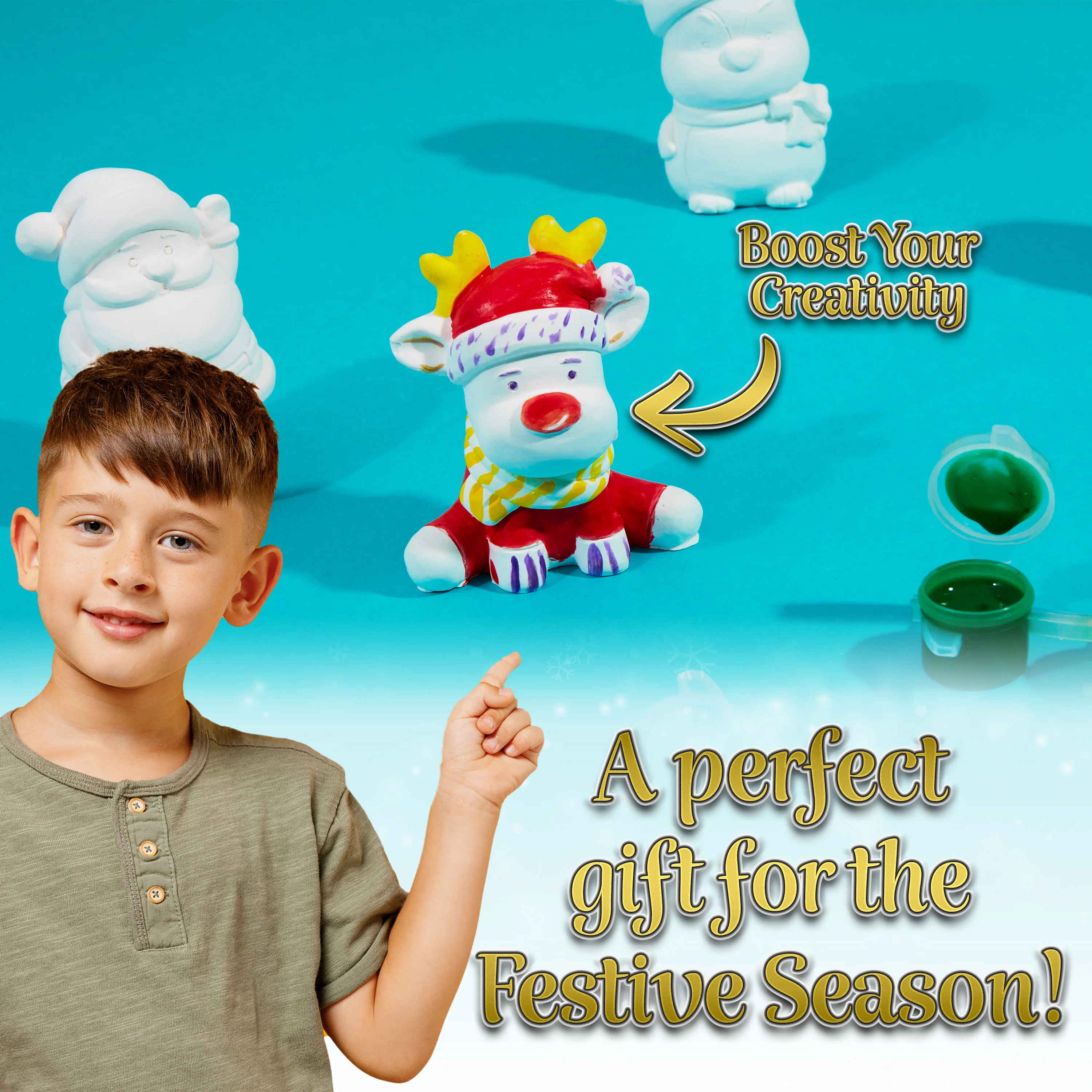 KreativeKraft Kids Paint Your Own Christmas Decorations Set - Arts and Crafts for Kids - Image 4