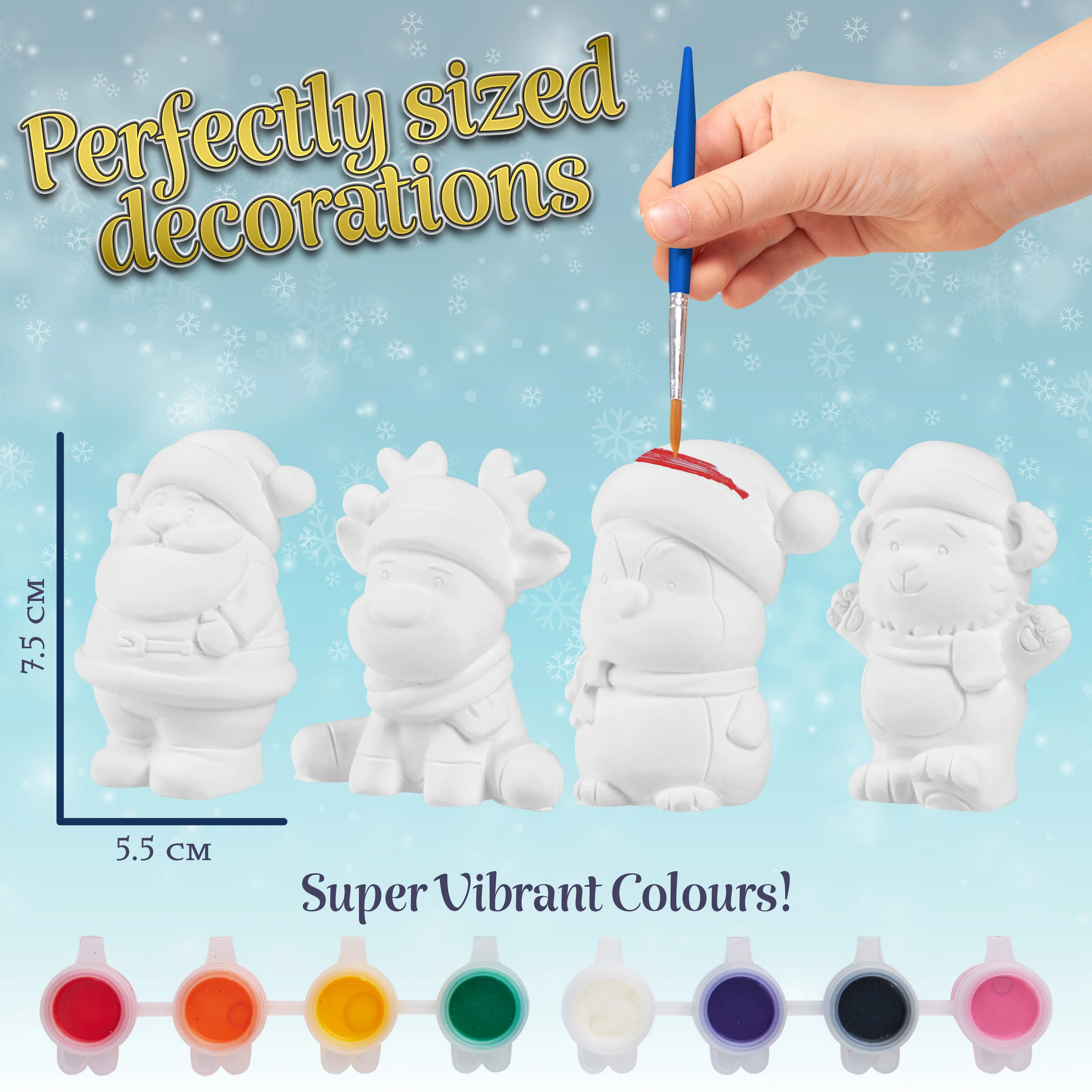 KreativeKraft Kids Paint Your Own Christmas Decorations Set - Arts and Crafts for Kids - Image 5