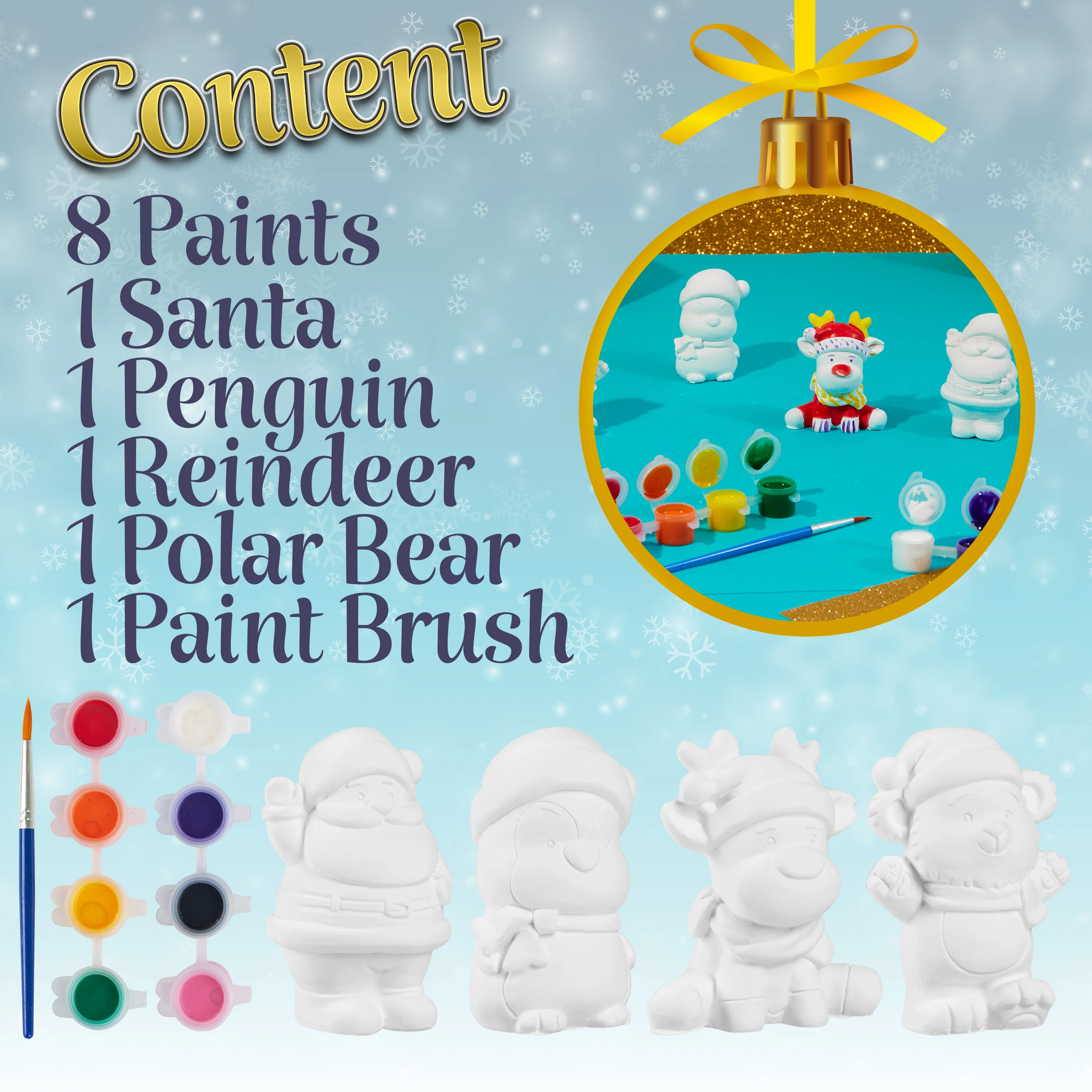 KreativeKraft Kids Paint Your Own Christmas Decorations Set - Arts and Crafts for Kids - Image 6