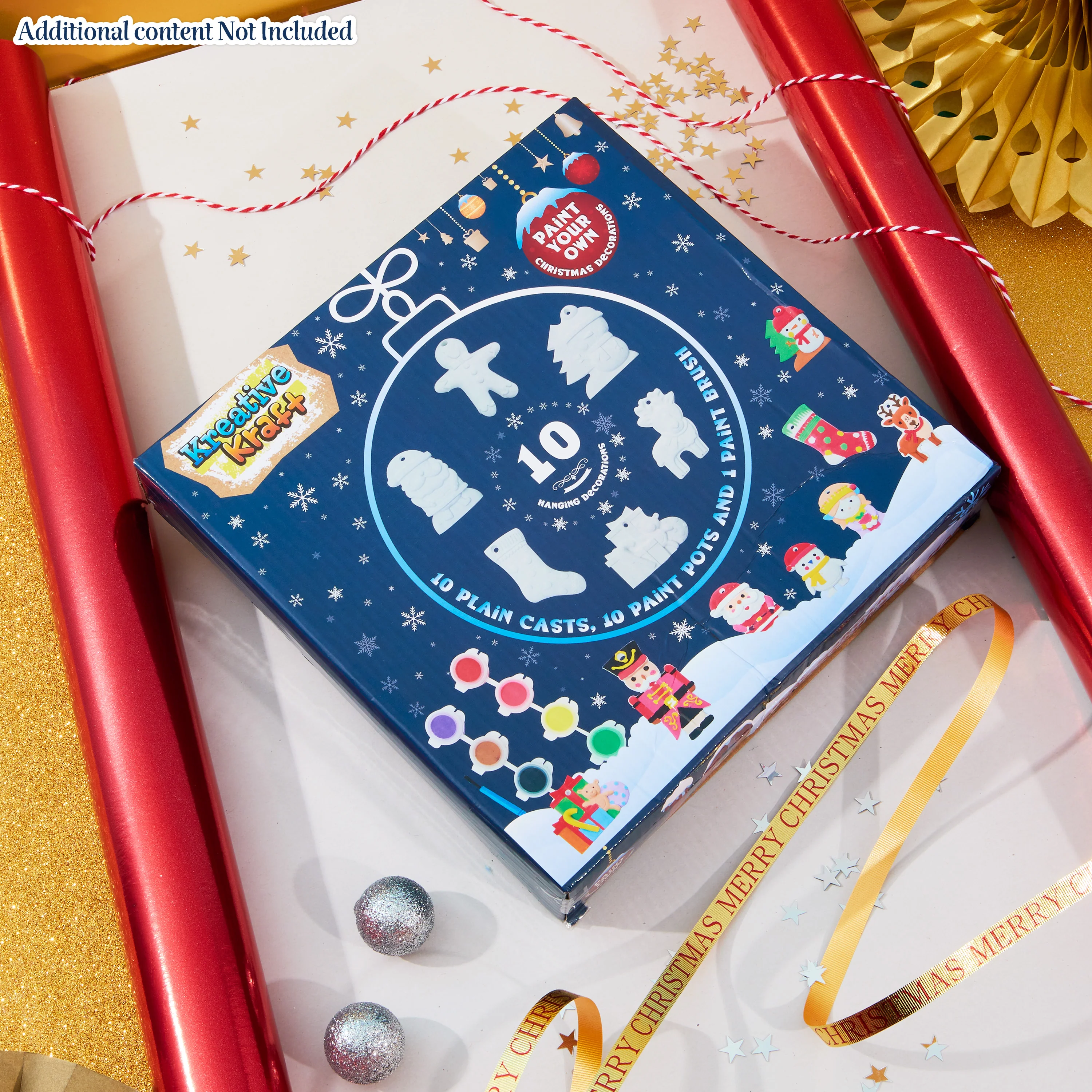 KreativeKraft Kids Paint Your Own Christmas Decorations Set - Arts and Crafts for Kids - Image 2