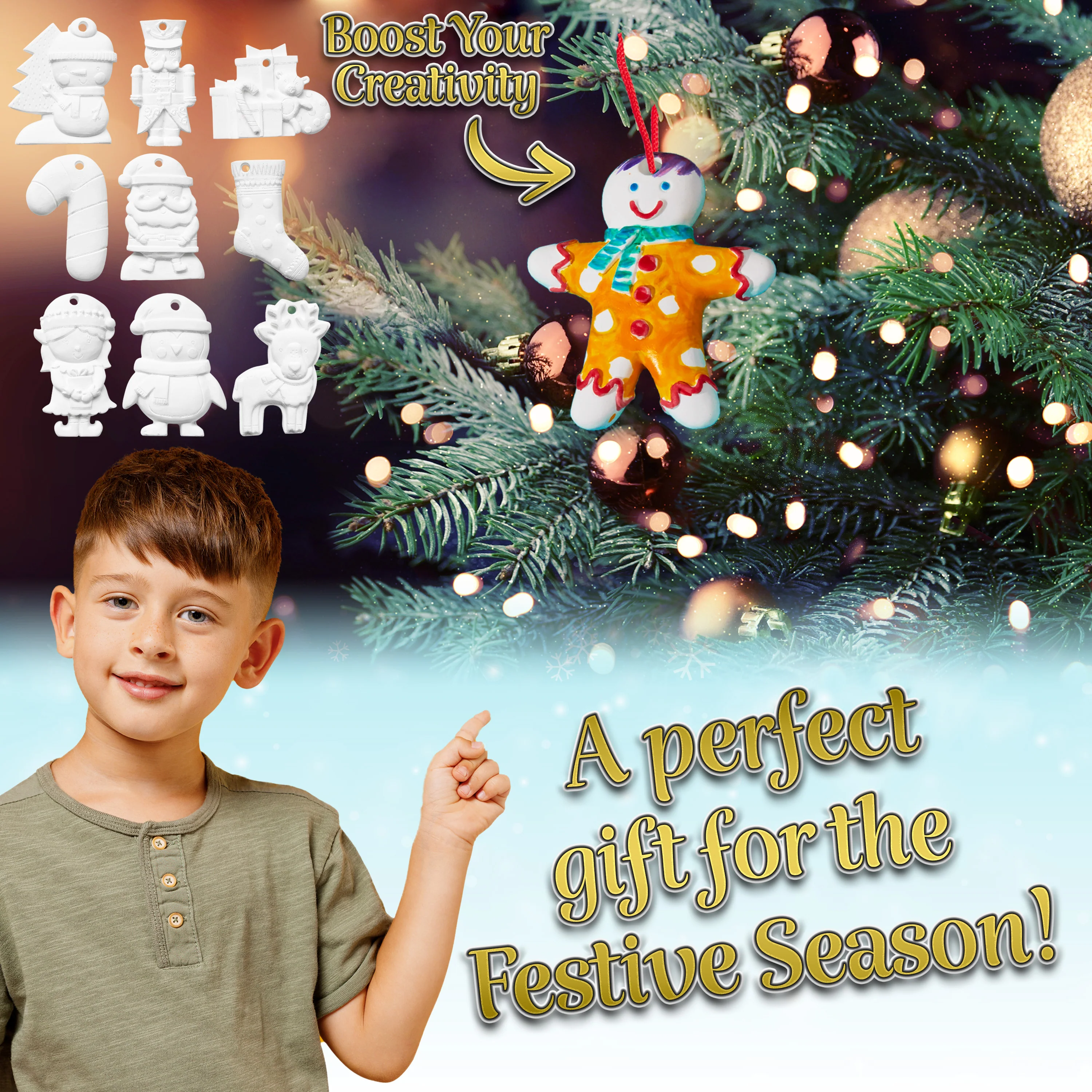KreativeKraft Kids Paint Your Own Christmas Decorations Set - Arts and Crafts for Kids - Image 4