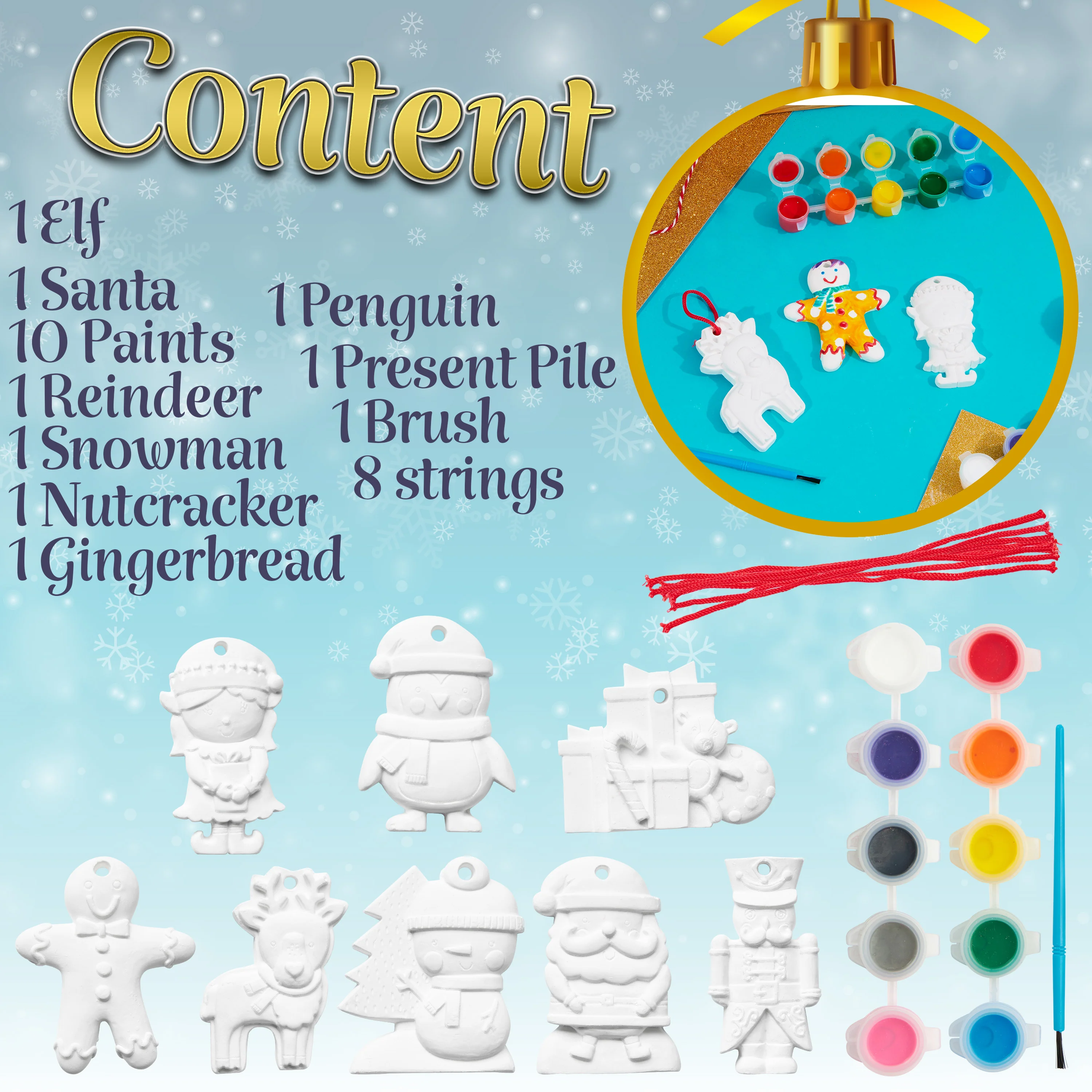 KreativeKraft Kids Paint Your Own Christmas Decorations Set - Arts and Crafts for Kids - Image 6