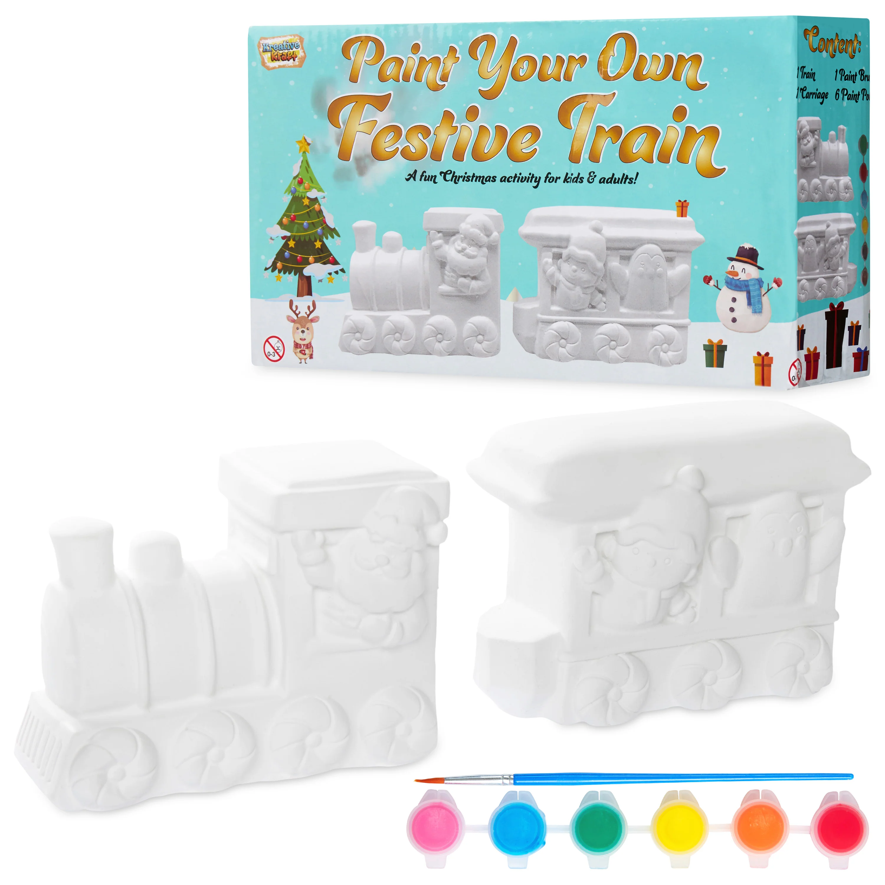 KreativeKraft Kids Paint Your Own Christmas Decorations Set -Painting Set (Set of 2)