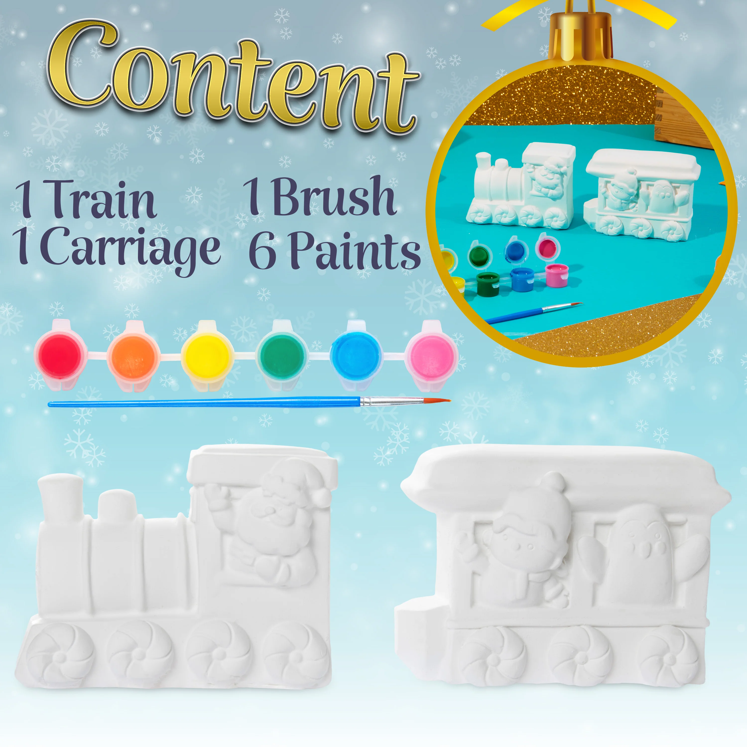 KreativeKraft Kids Paint Your Own Christmas Decorations Set -Painting Set (Set of 2) - Image 5