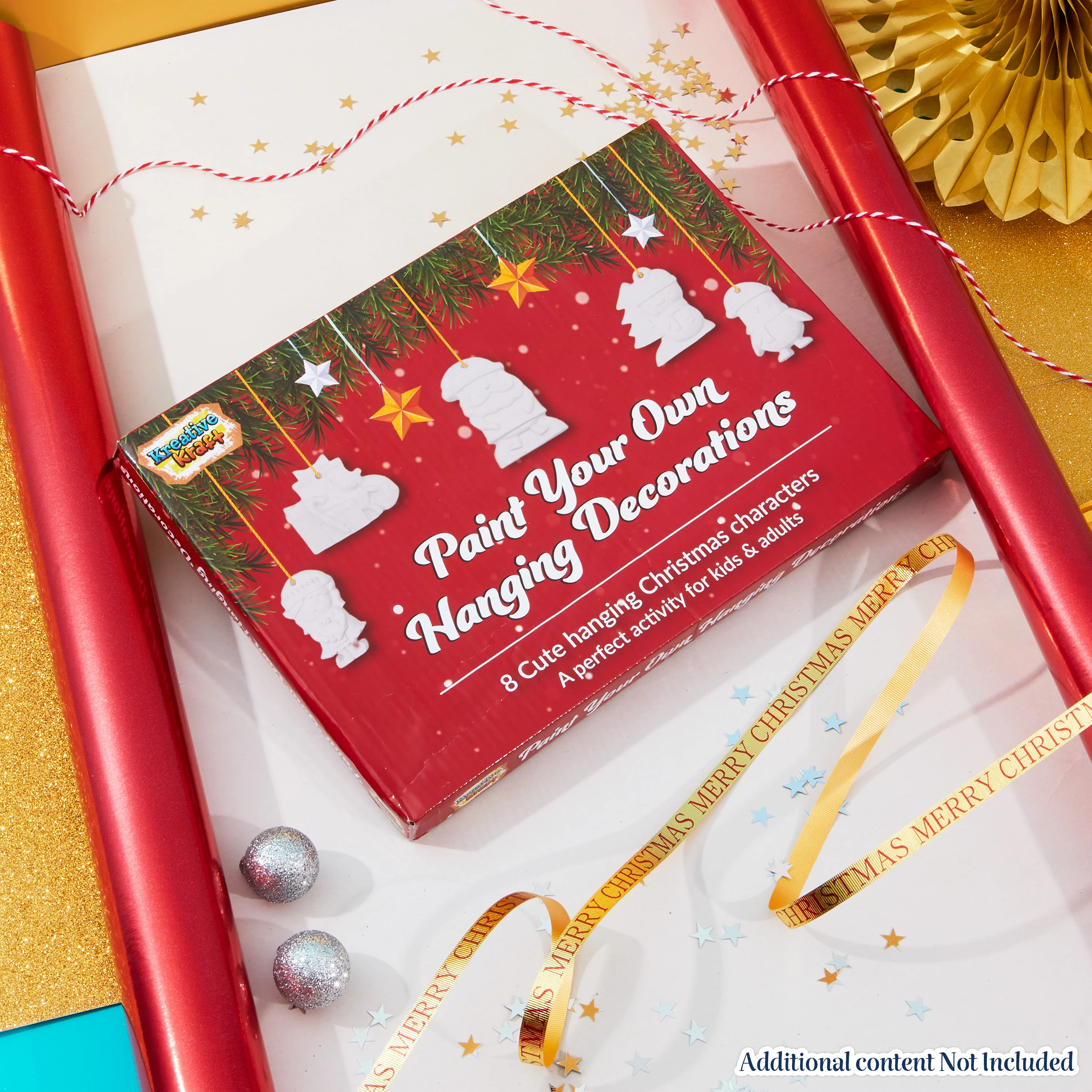 KreativeKraft Kids Paint Your Own Christmas Decorations Set -  Painting Set (Set of 8) - Image 2