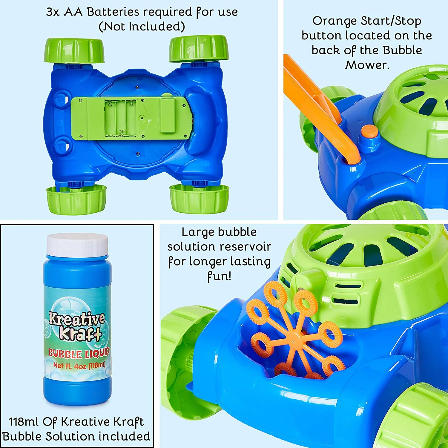 KreativeKraft Lawn Bubble Mower - Push Along Toy Lawnmower For Kids - Image 4