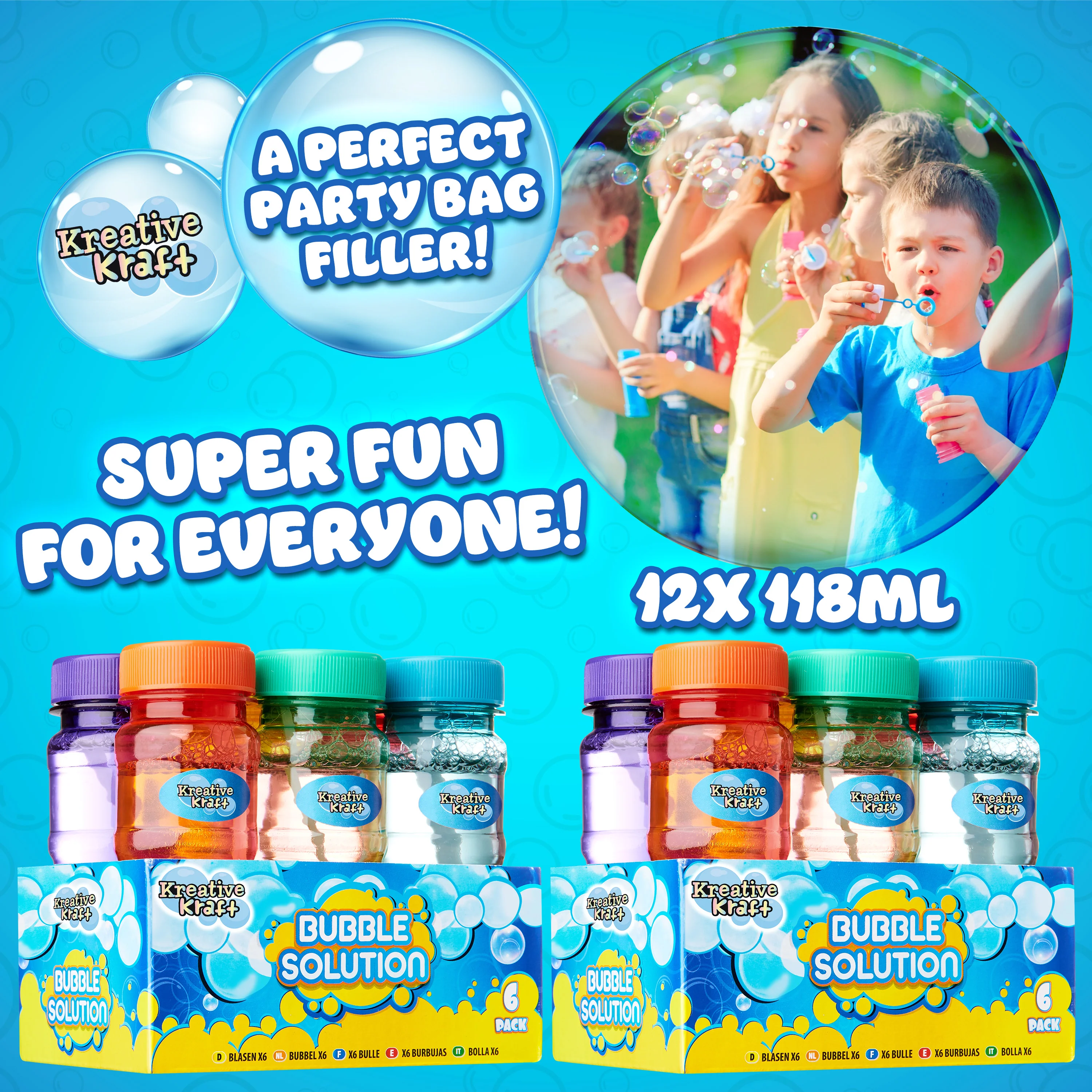 KreativeKraft Mini Bottles Bubble Solution with Bubble Wand - 2 Pack - Image 3