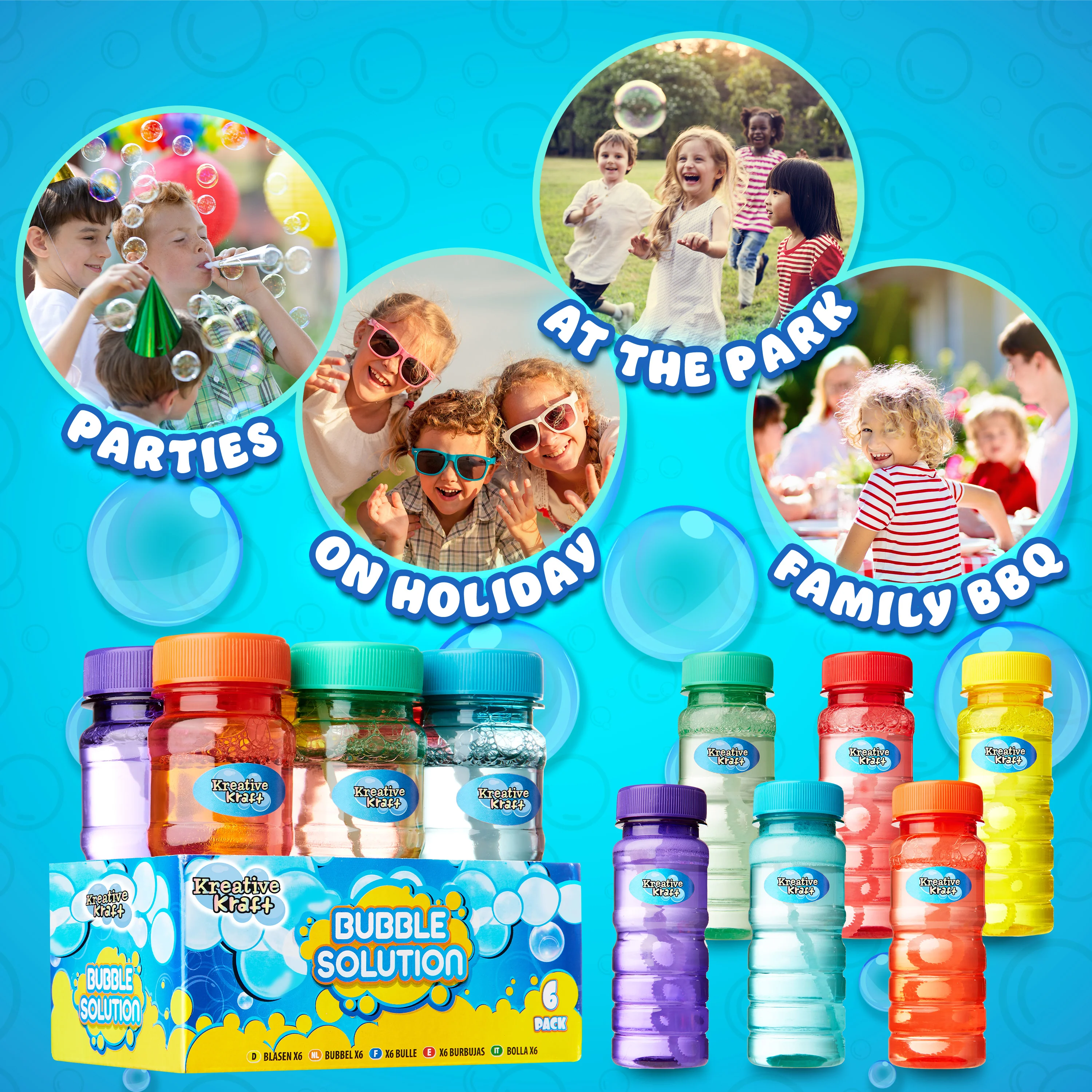 KreativeKraft Mini Bottles Bubble Solution with Bubble Wand - 2 Pack - Image 5