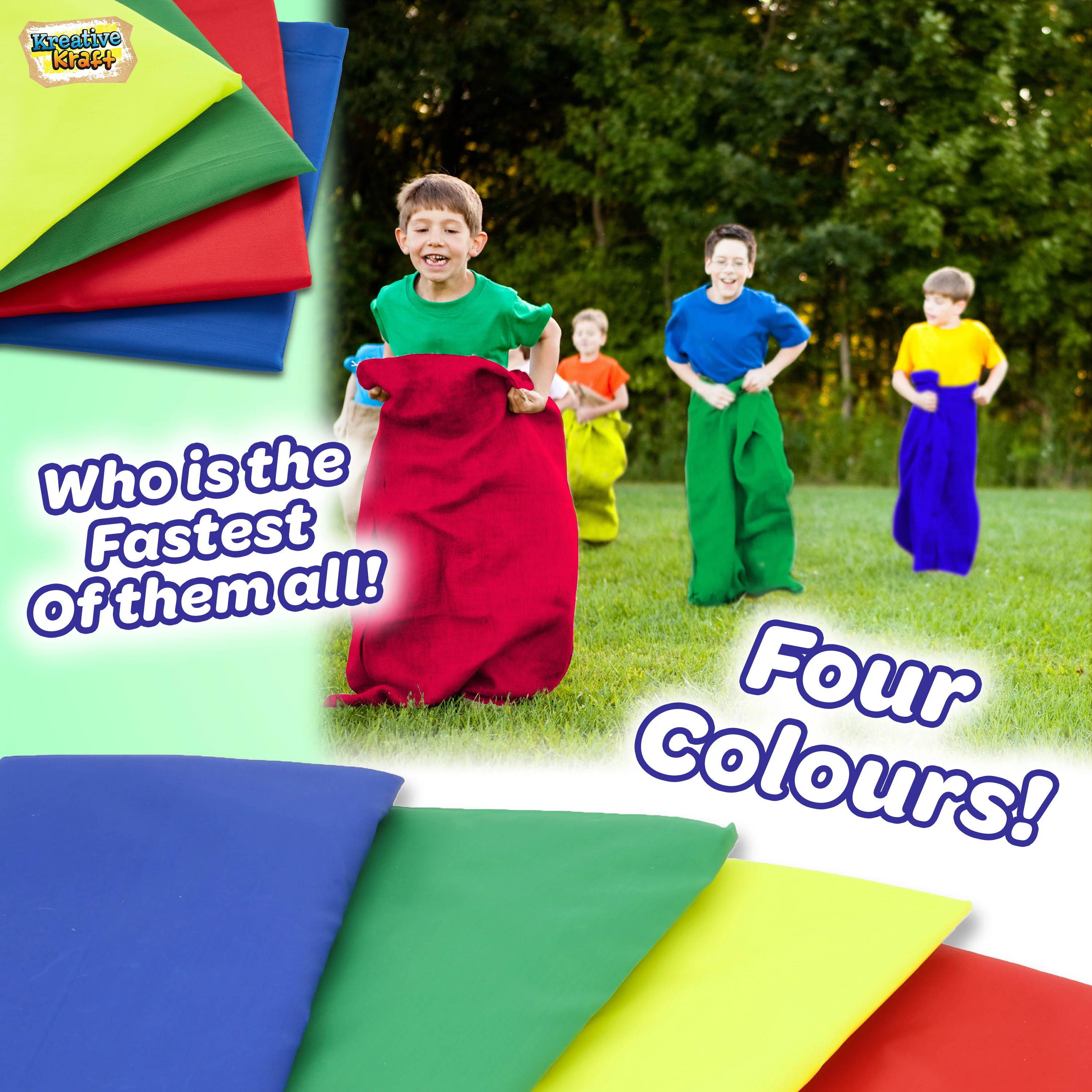KreativeKraft Outdoor Games for Kids Sports Day Kit Egg and Spoon Race Sack Race - Image 4