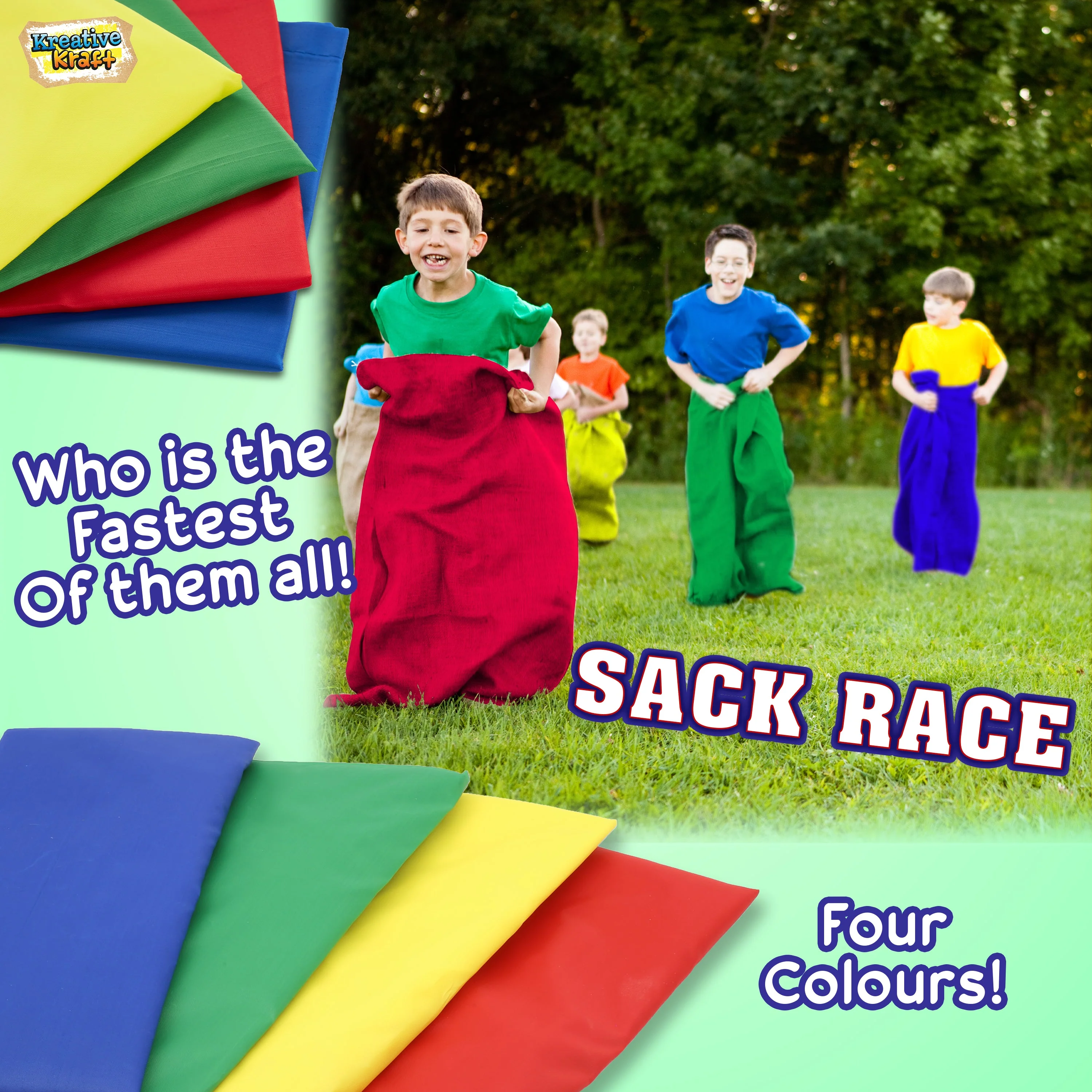 KreativeKraft Sports Day Kit Bean Bags Throwing Egg and Spoon Race Sack Race - Image 6