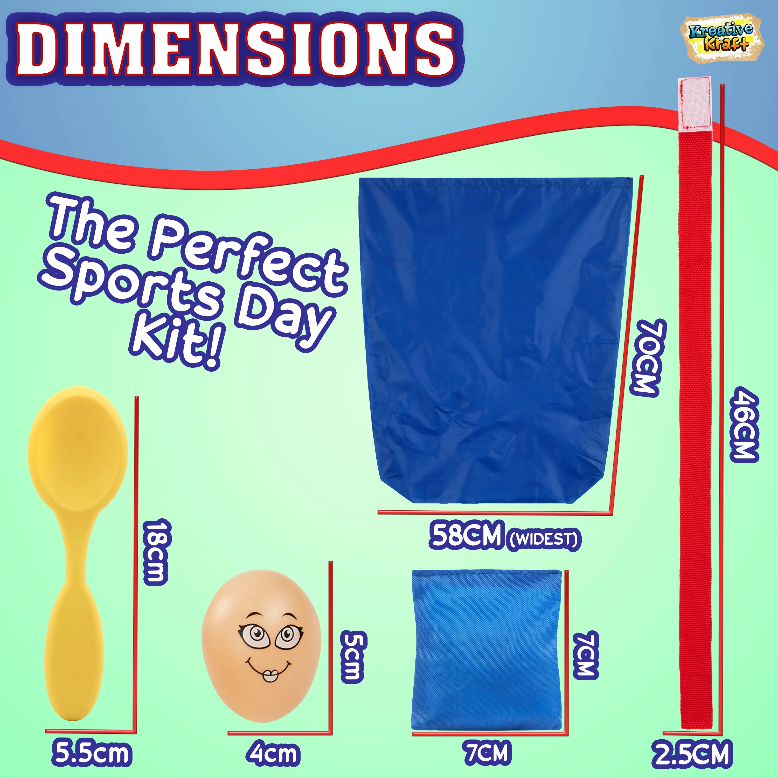 KreativeKraft Sports Day Kit Bean Bags Throwing Egg and Spoon Race Sack Race - Image 7