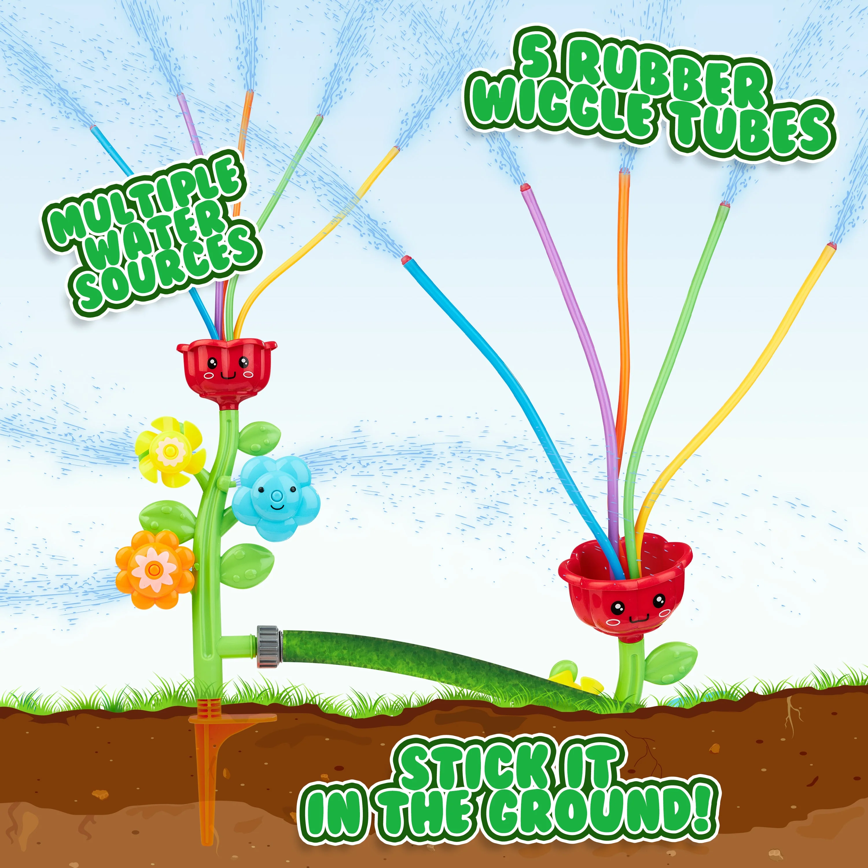 KreativeKraft Sprinkler for Kids, Daisy Sprinkler Garden Water Toys for Kids - Image 3