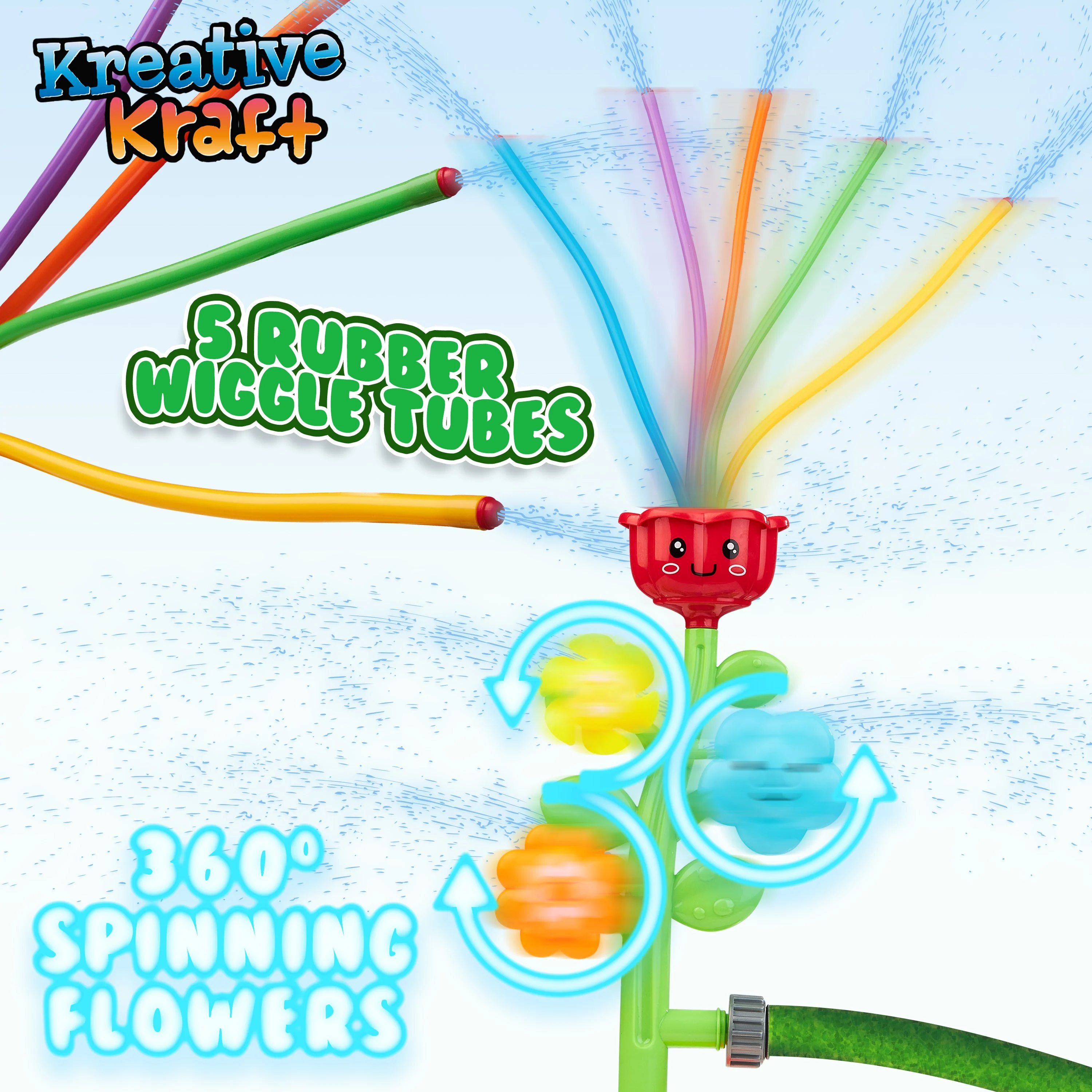 KreativeKraft Sprinkler for Kids, Daisy Sprinkler Garden Water Toys for Kids - Image 4