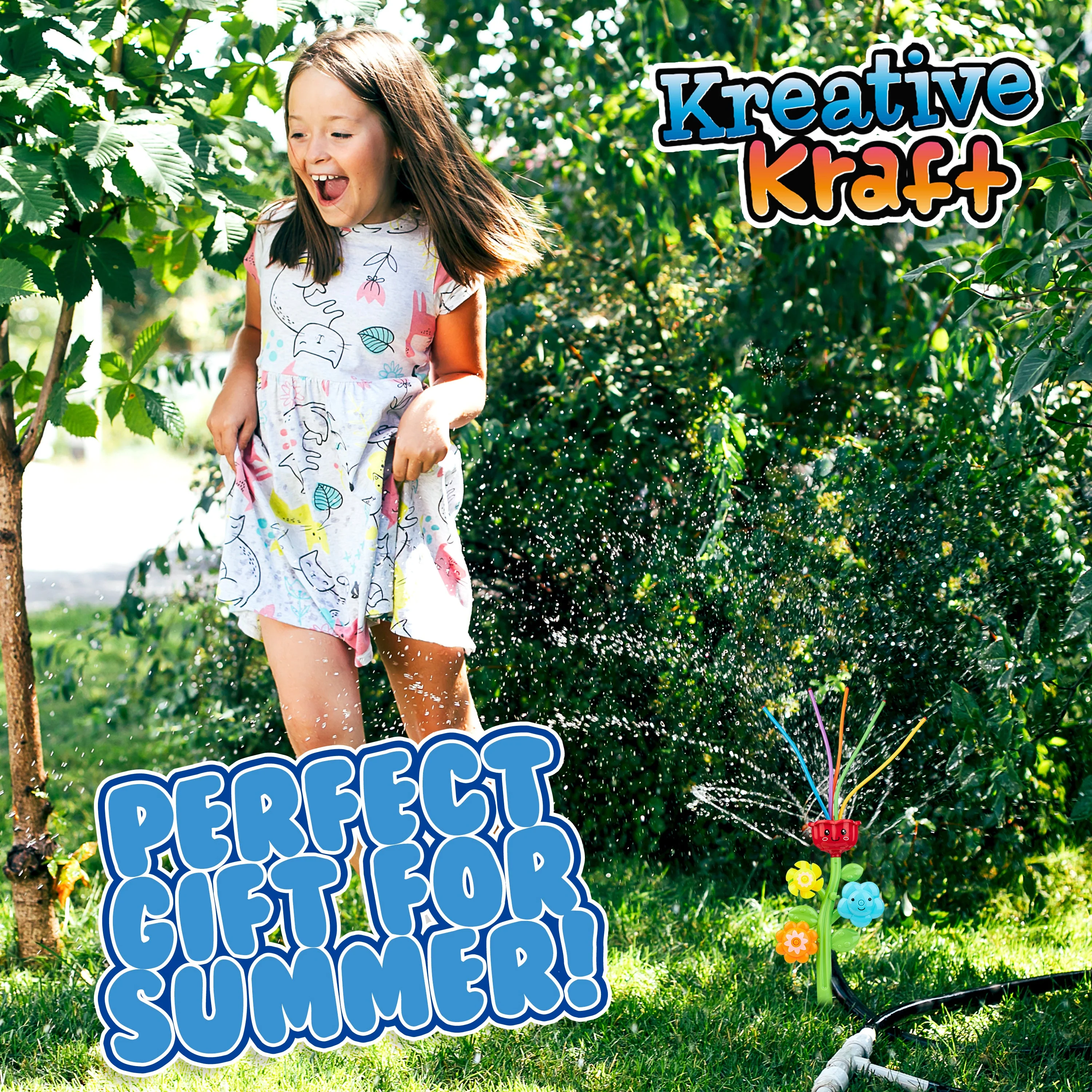 KreativeKraft Sprinkler for Kids, Daisy Sprinkler Garden Water Toys for Kids - Image 5