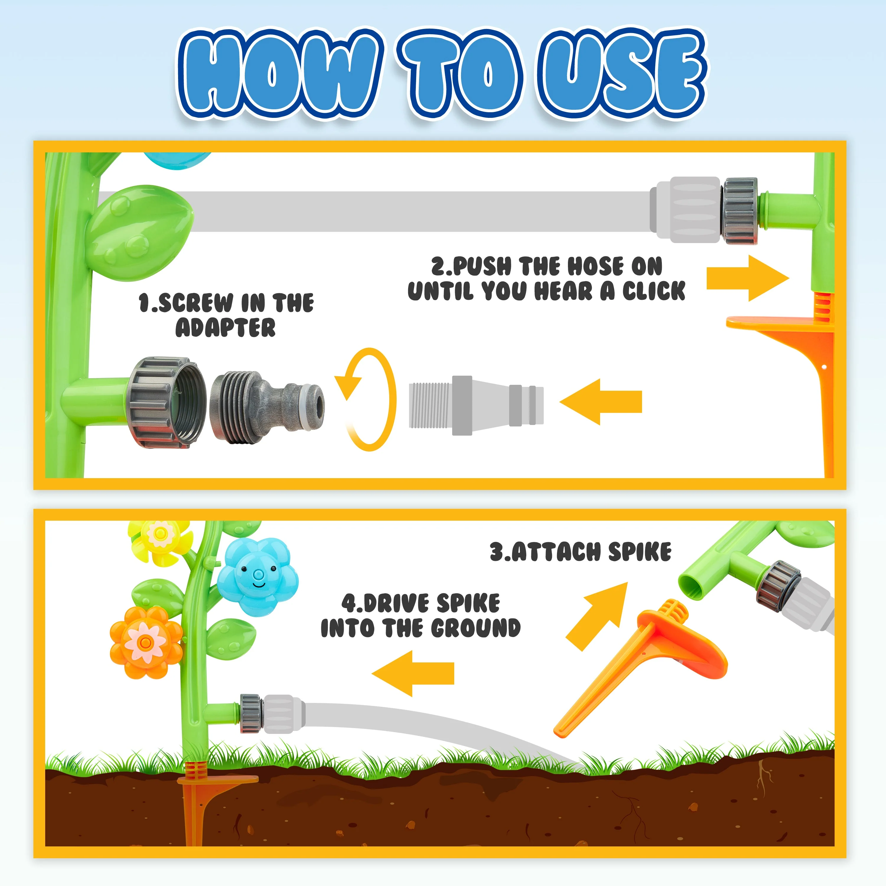 KreativeKraft Sprinkler for Kids, Daisy Sprinkler Garden Water Toys for Kids - Image 6
