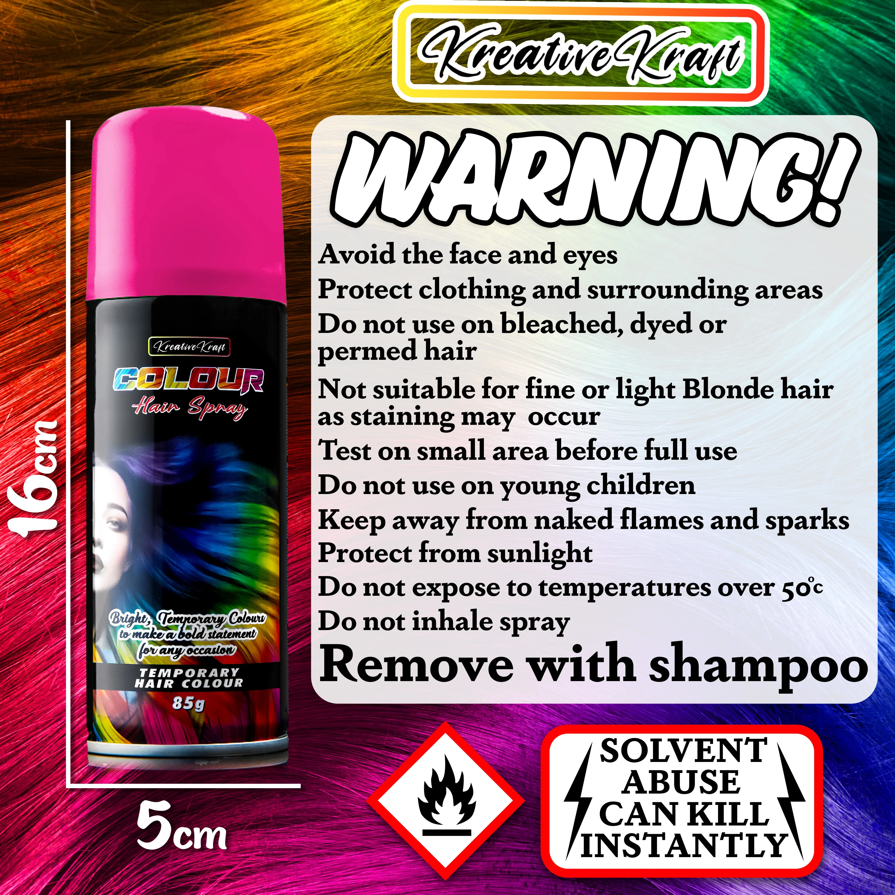 KreativeKraft Temporary Colour Hair Spray, Wash Out Hair Colour for Adults and Teens - Image 33