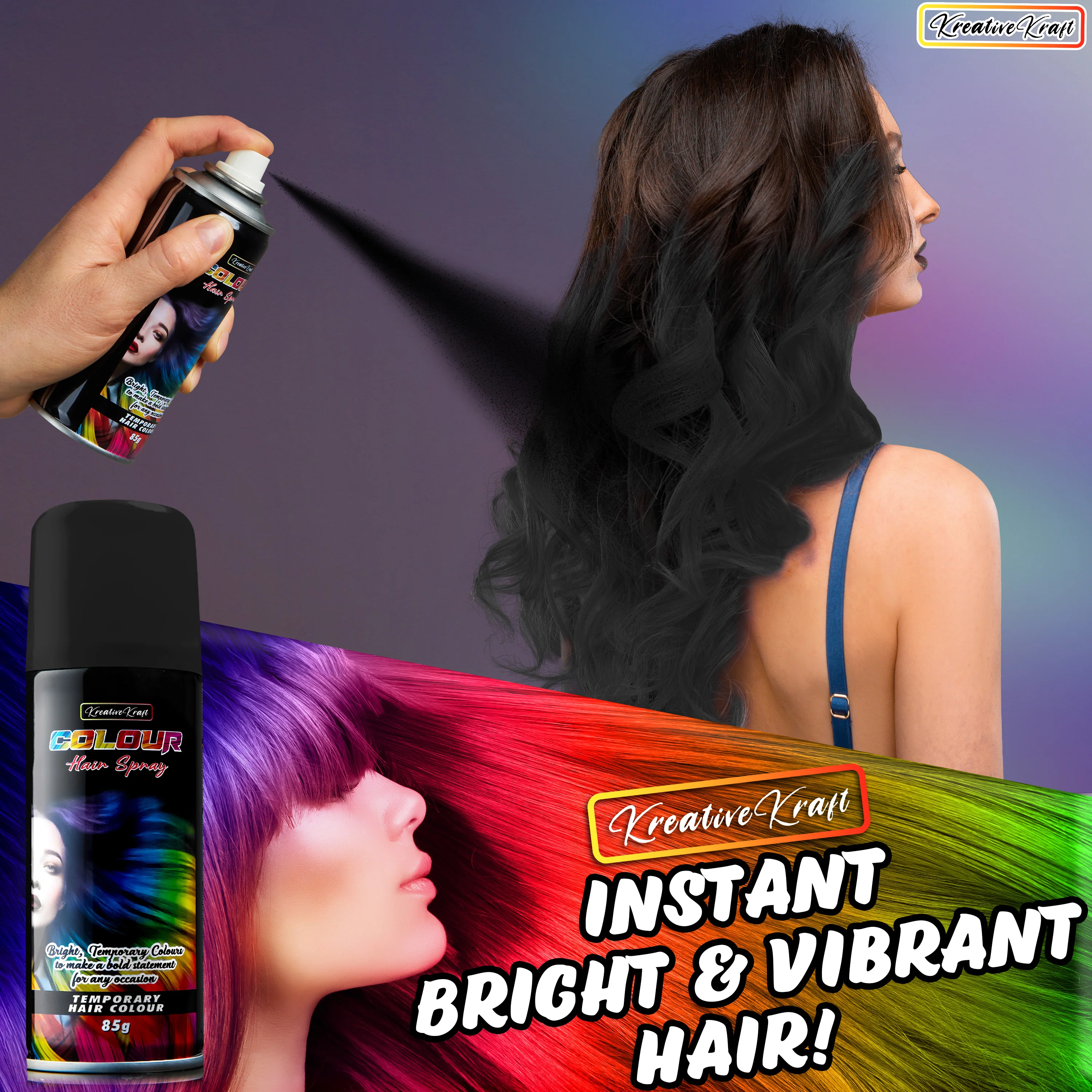 KreativeKraft Temporary Colour Hair Spray, Wash Out Hair Colour for Adults and Teens - Image 51