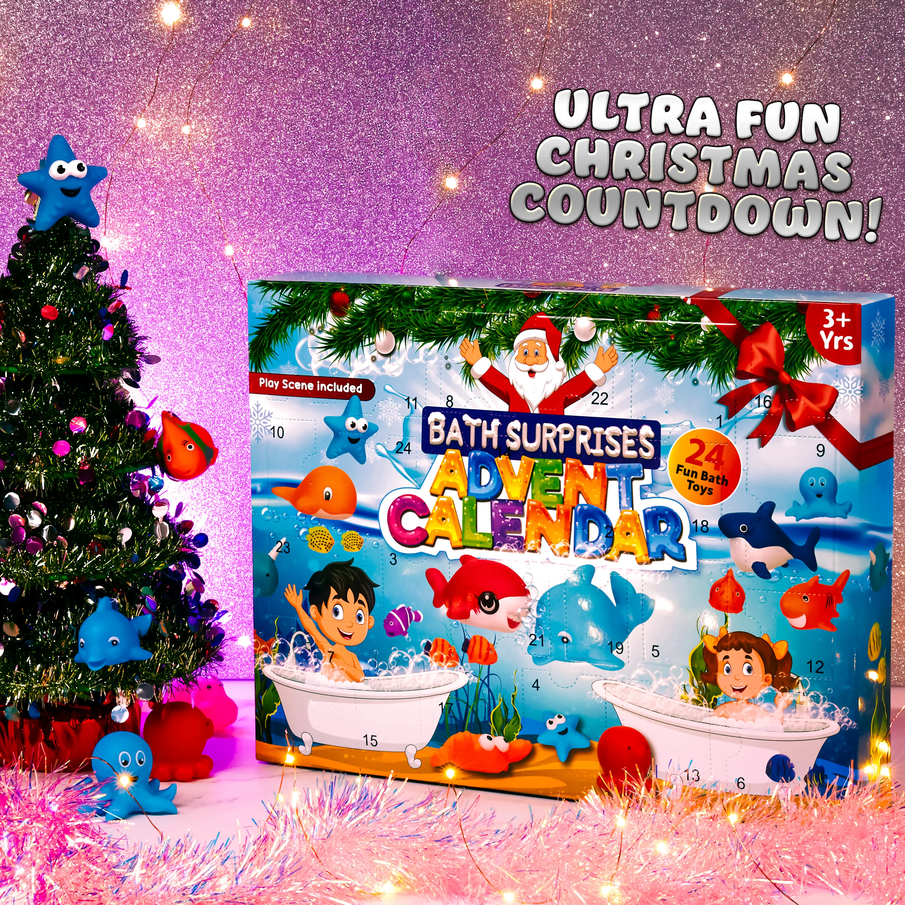 KreativeKraft Toy Advent Calendar for Kids, Rubber Bath Toys Christmas Countdown Calendar (Bath) - Image 3