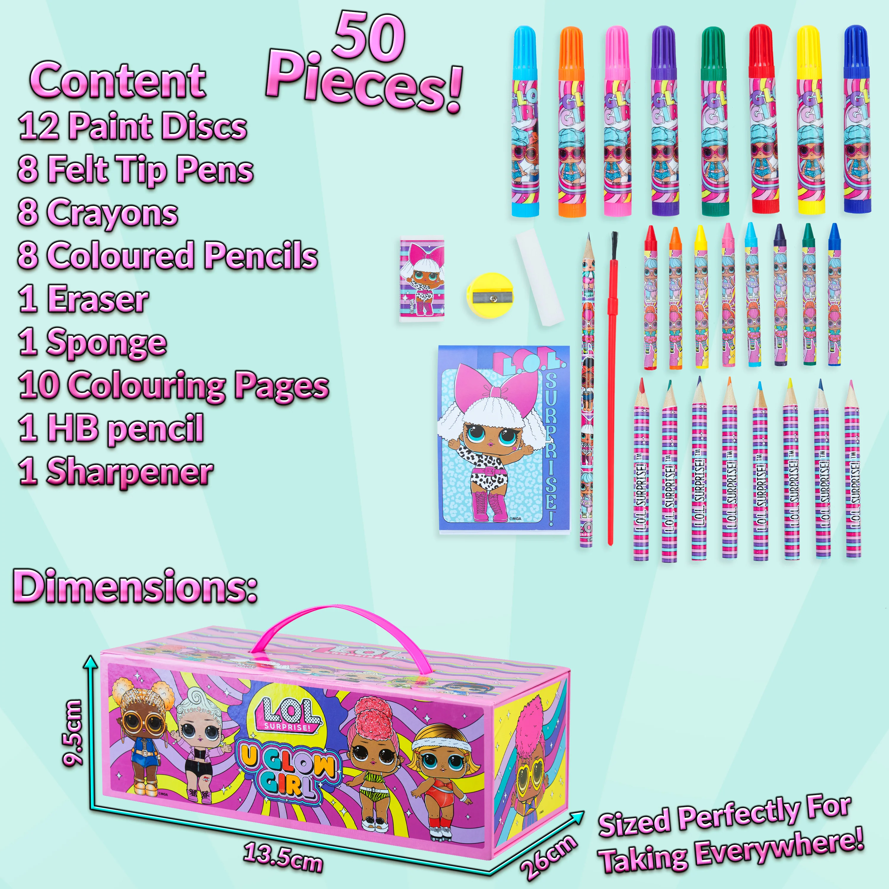 L.O.L. Surprise! Crafts for Kids Art Set Lol Doll 40+ Pieces Set Colouring Pencils - Image 6