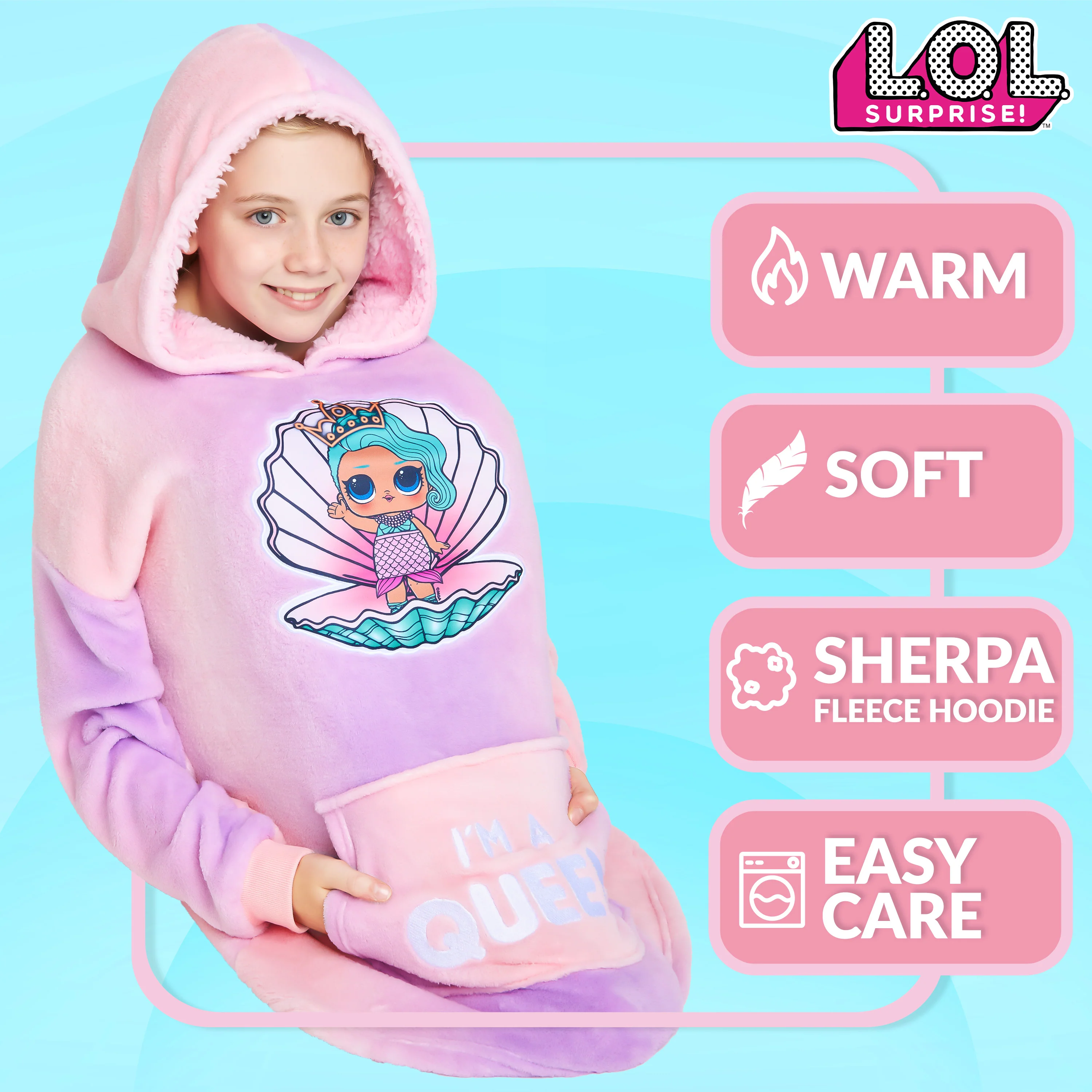 L.O.L. Surprise! Oversized Hoodie Blanket for Girls, Lol Doll Gifts for Girls Multi - Image 6