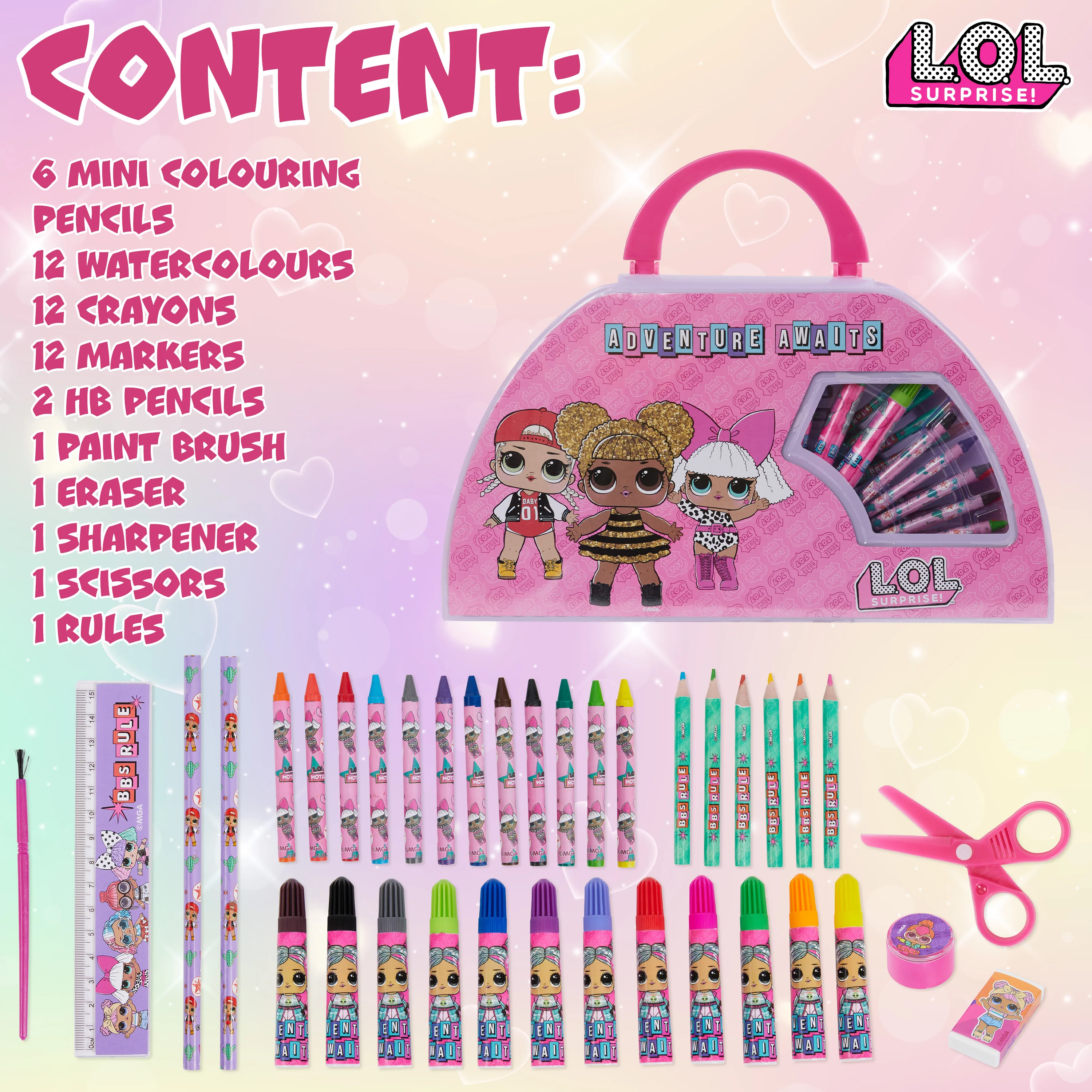 L.O.L. Surprise! Painting Art Set - Kids Colouring Sets - Pink 40 Pcs - Image 6