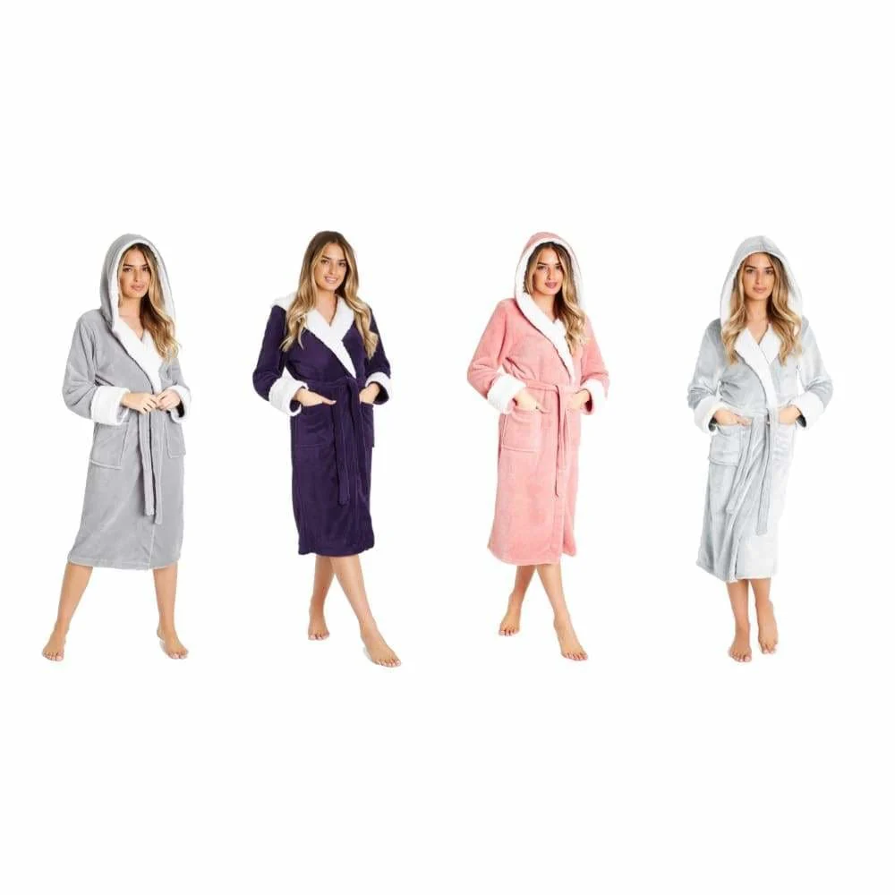 CityComfort Fluffy Dressing Gown Super Soft Fleece with Hood for Women