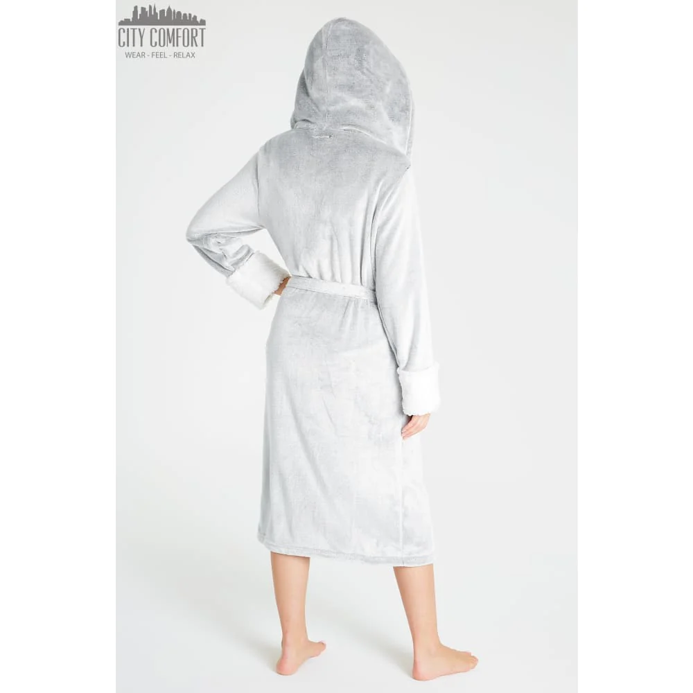 CityComfort Fluffy Dressing Gown Super Soft Fleece with Hood for Women - Image 16