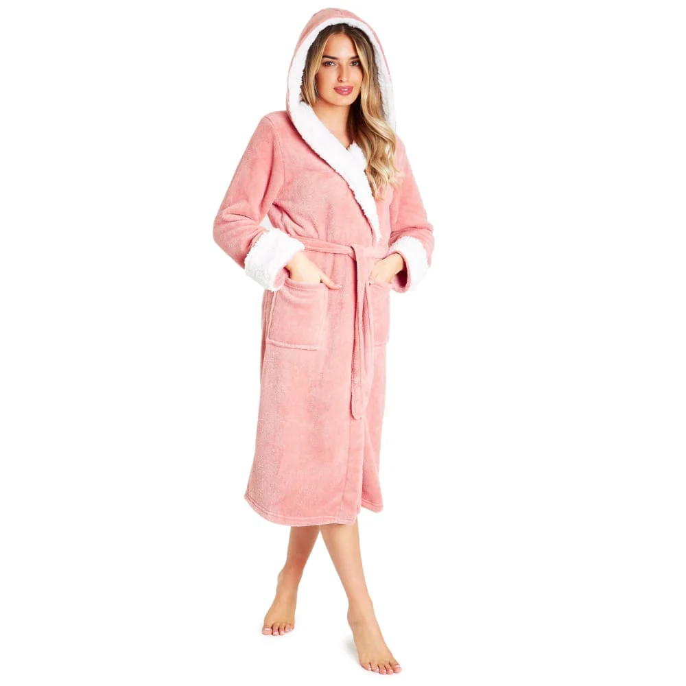 CityComfort Fluffy Dressing Gown Super Soft Fleece with Hood for Women - Image 17