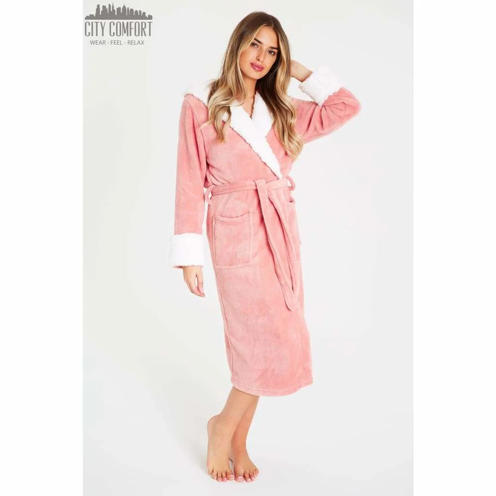 CityComfort Fluffy Dressing Gown Super Soft Fleece with Hood for Women - Image 19