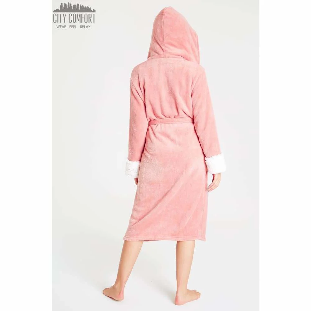 CityComfort Fluffy Dressing Gown Super Soft Fleece with Hood for Women - Image 23