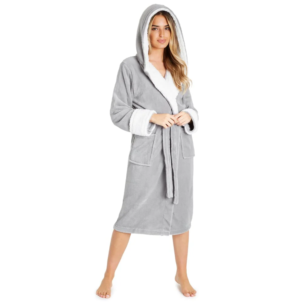 CityComfort Fluffy Dressing Gown Super Soft Fleece with Hood for Women - Image 25