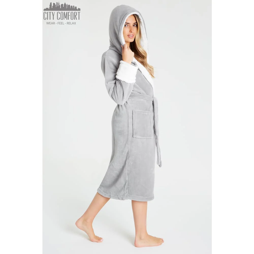 CityComfort Fluffy Dressing Gown Super Soft Fleece with Hood for Women - Image 26