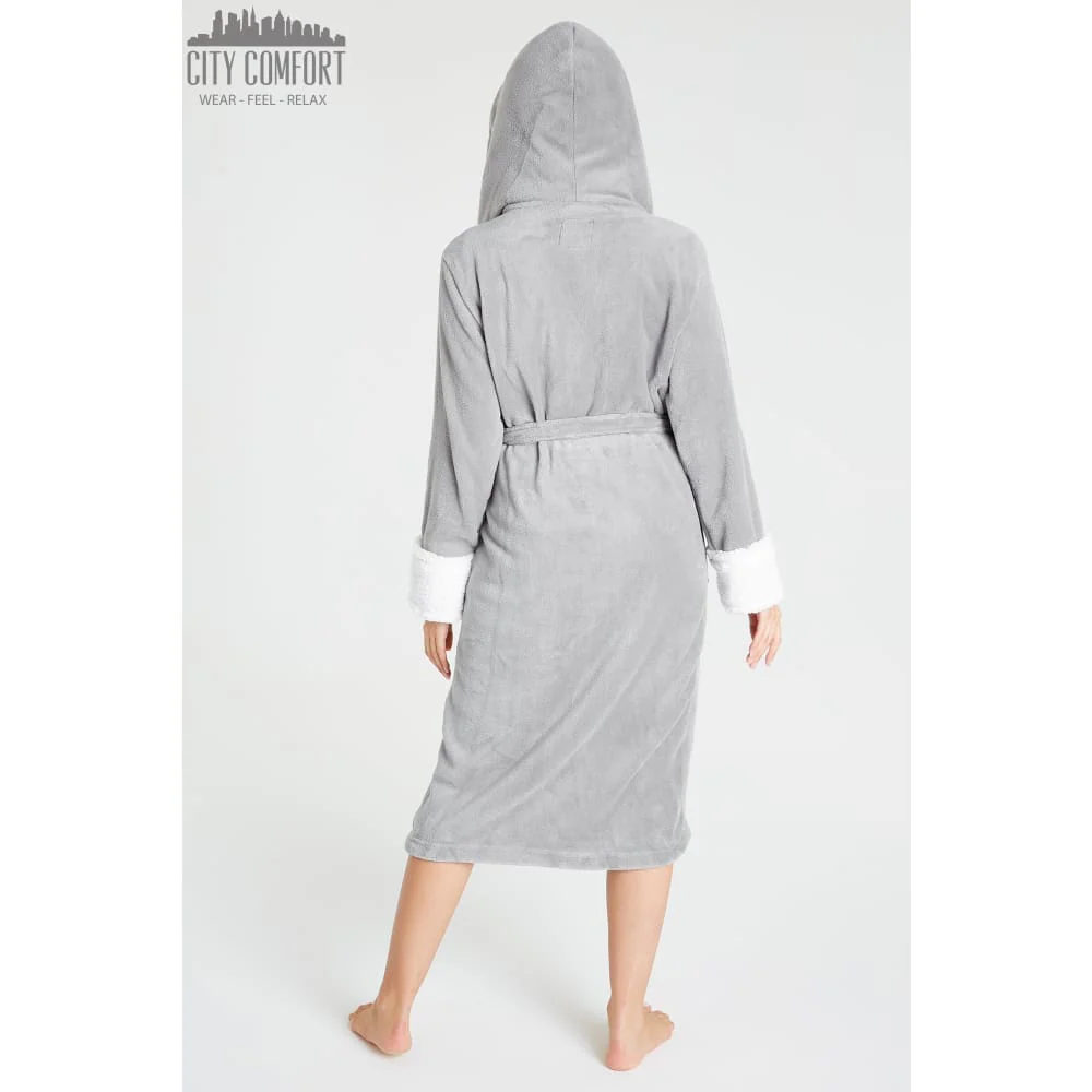 CityComfort Fluffy Dressing Gown Super Soft Fleece with Hood for Women - Image 29