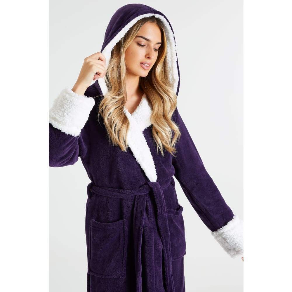 CityComfort Fluffy Dressing Gown Super Soft Fleece with Hood for Women - Image 3