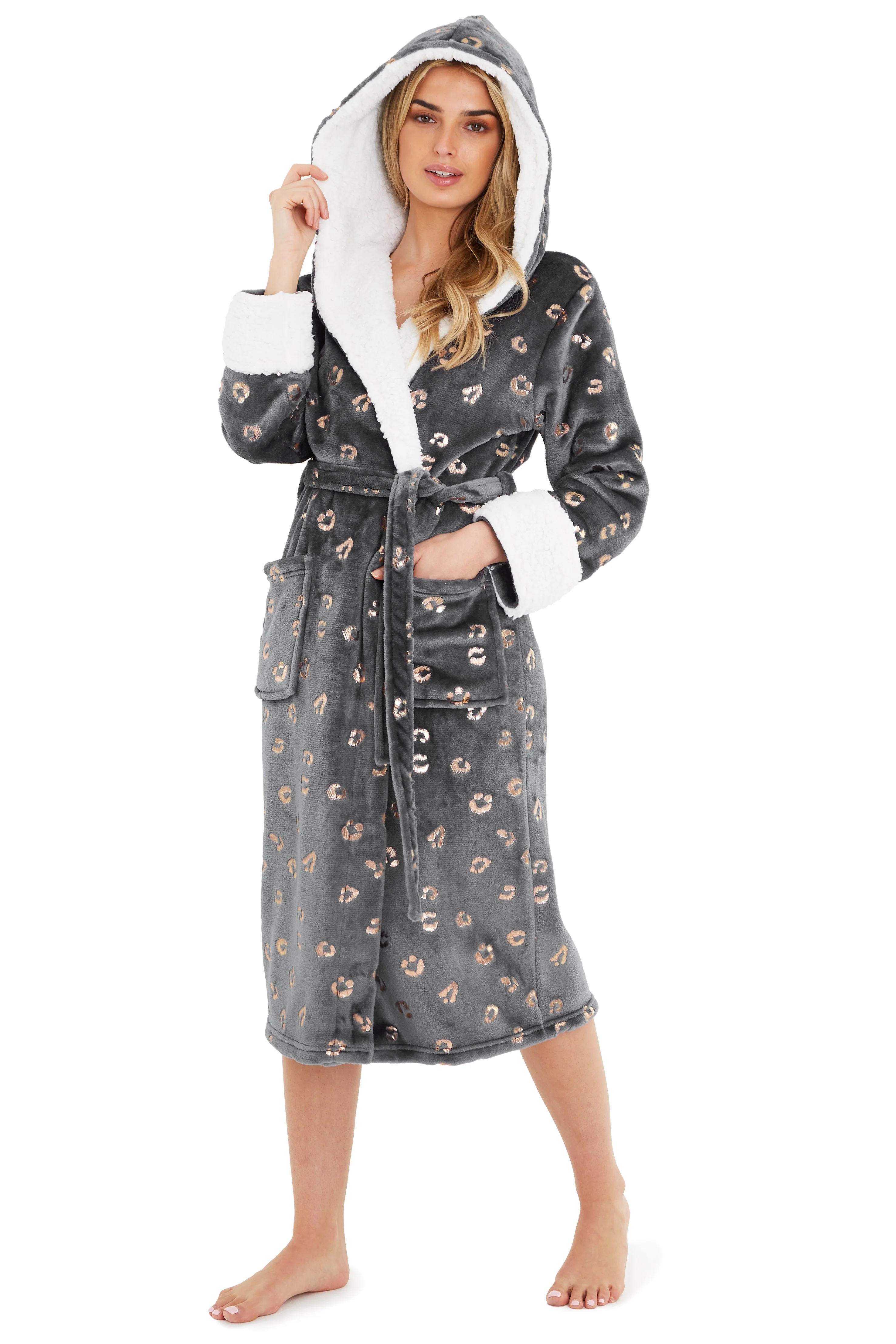 CityComfort Fluffy Dressing Gown Super Soft Fleece with Hood for Women - Image 31