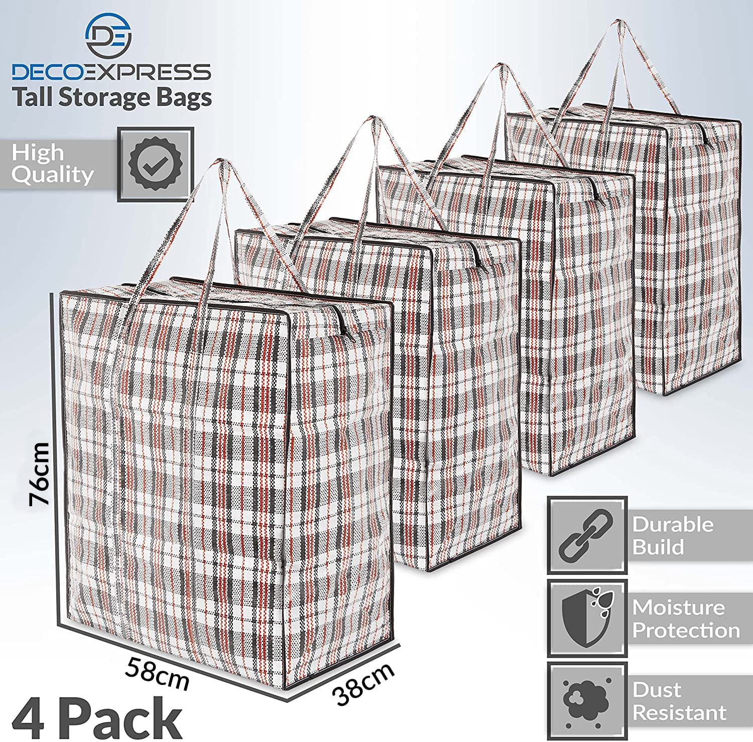 DECO EXPRESS Strong Large Laundry Bags Pack of 4, Storage Bags - Image 3