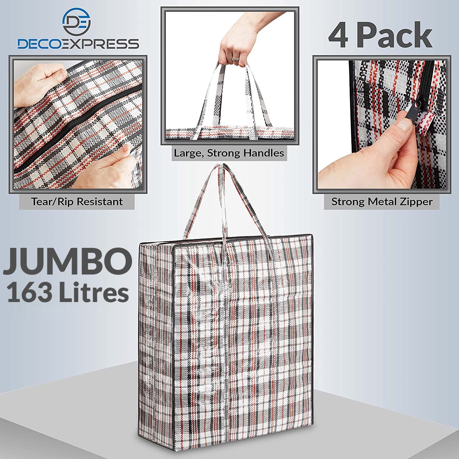 DECO EXPRESS Strong Large Laundry Bags Pack of 4, Storage Bags - Image 4