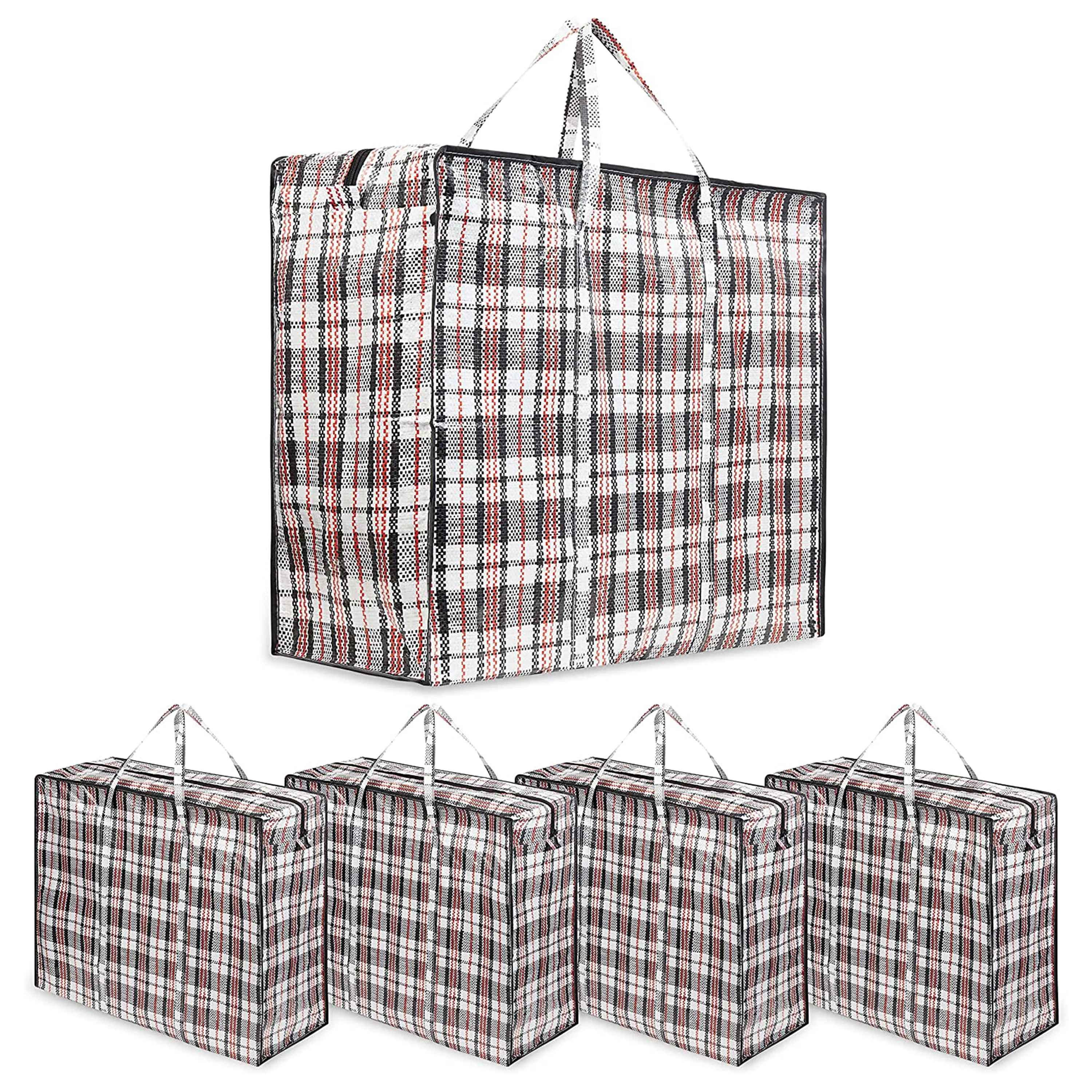 Laundry Bag Heavy Duty Storage Bags Reusable Strong Clothes Storage Bags Zip Nylon Large Boxes for Moving House Clothing & Wardrobe Storage (Pack of 5)