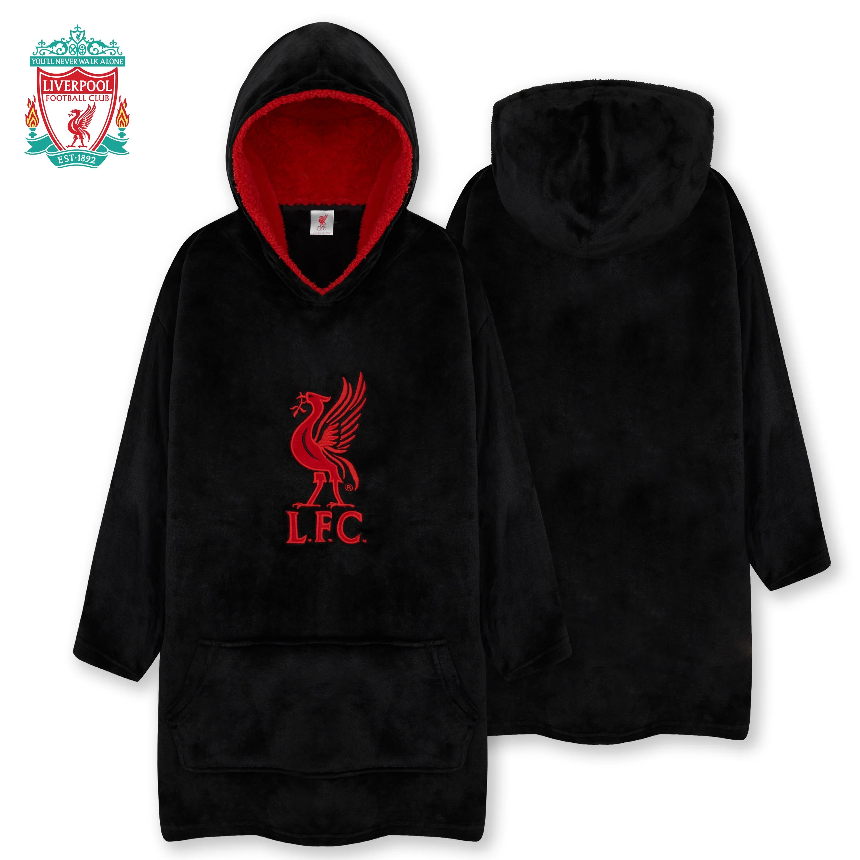 Liverpool F.C. Boys Hoodies, BLACK Oversized Hoodie Blanket, Kids Football Gifts - Image 6
