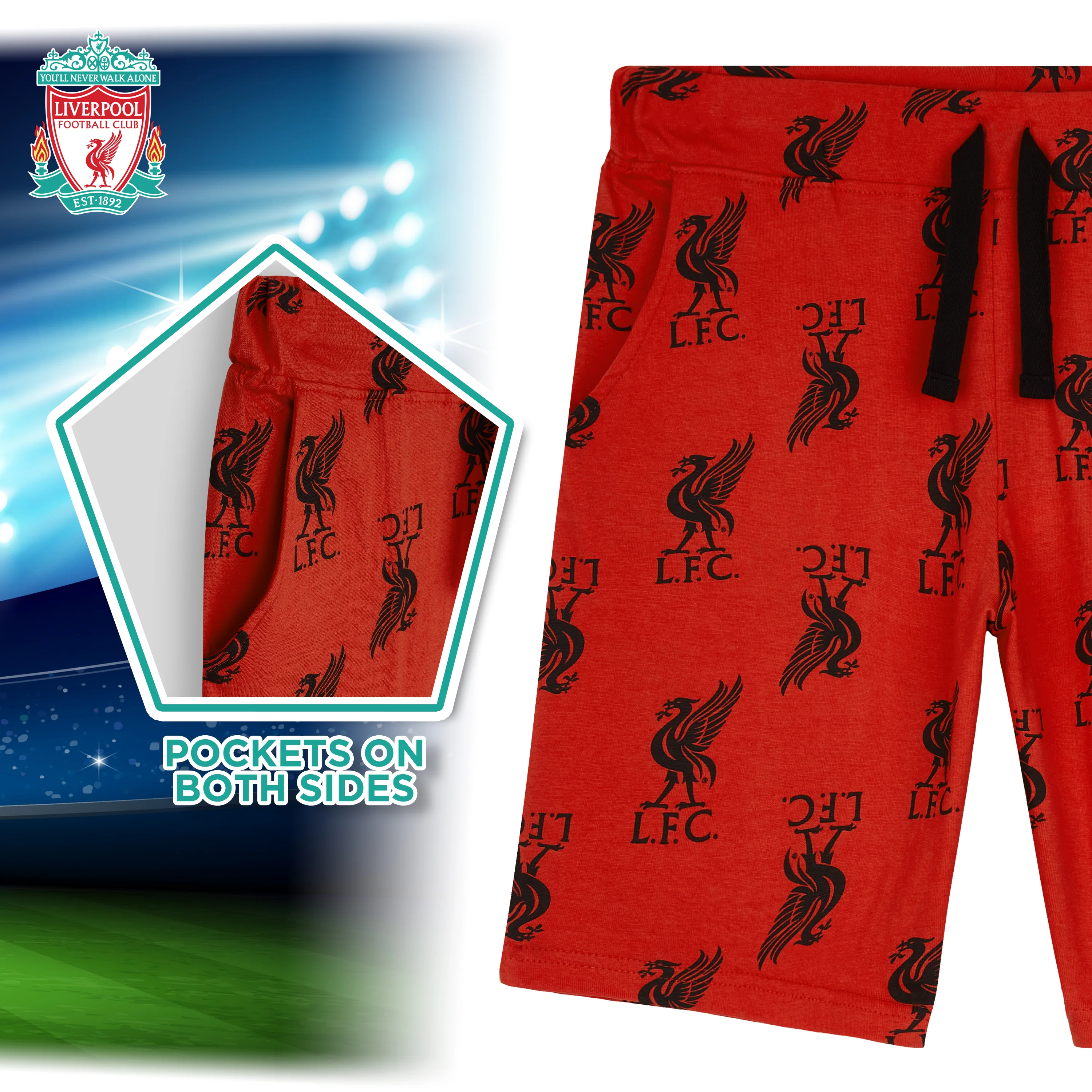 Liverpool F.C. Boys Shorts, Casual Cotton Jogger Shorts, Official Merchandise - Image 5