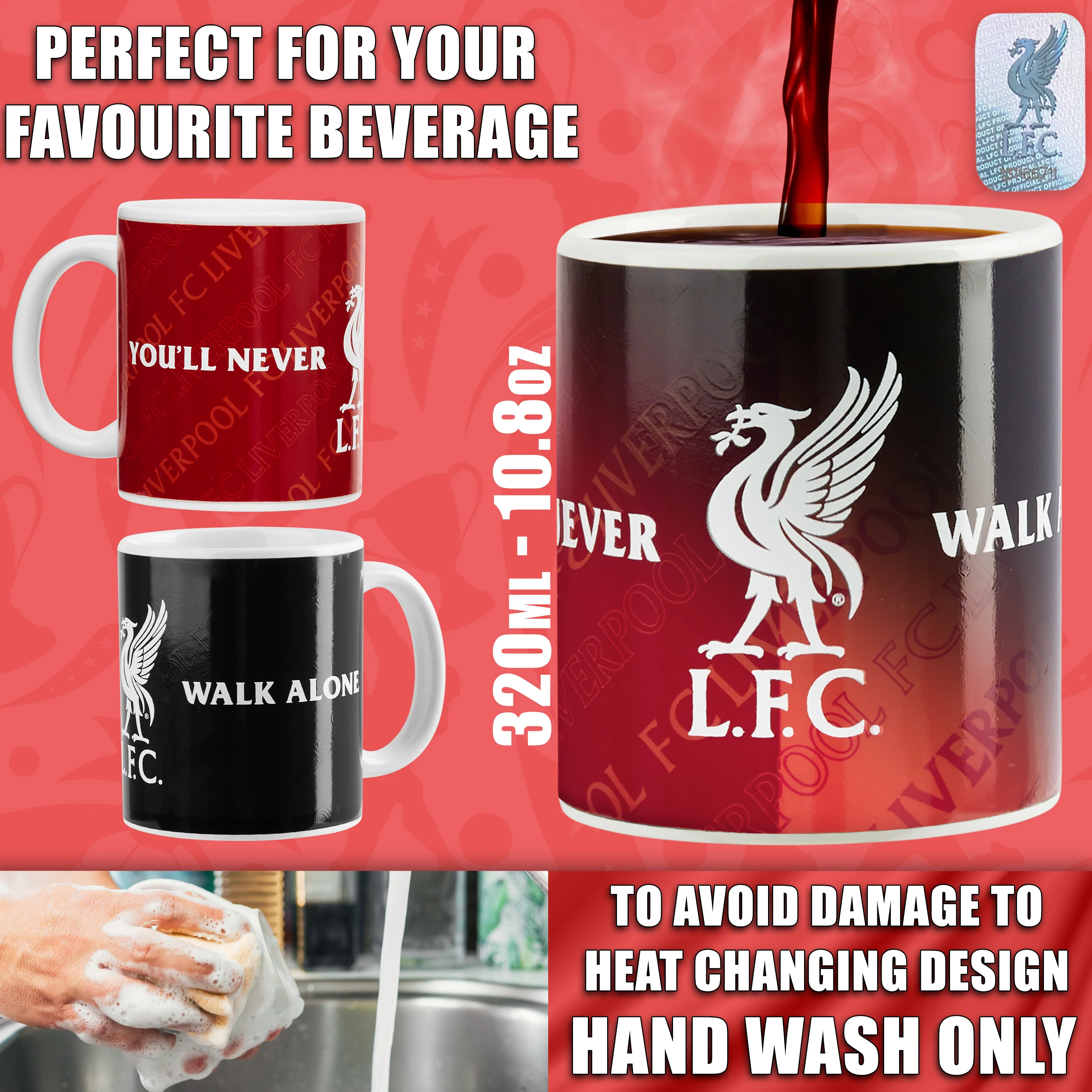 Liverpool F.C. Coffee Mug, 320ml Ceramic Heat Colour Changing Mug Supporters' Gear - Image 6