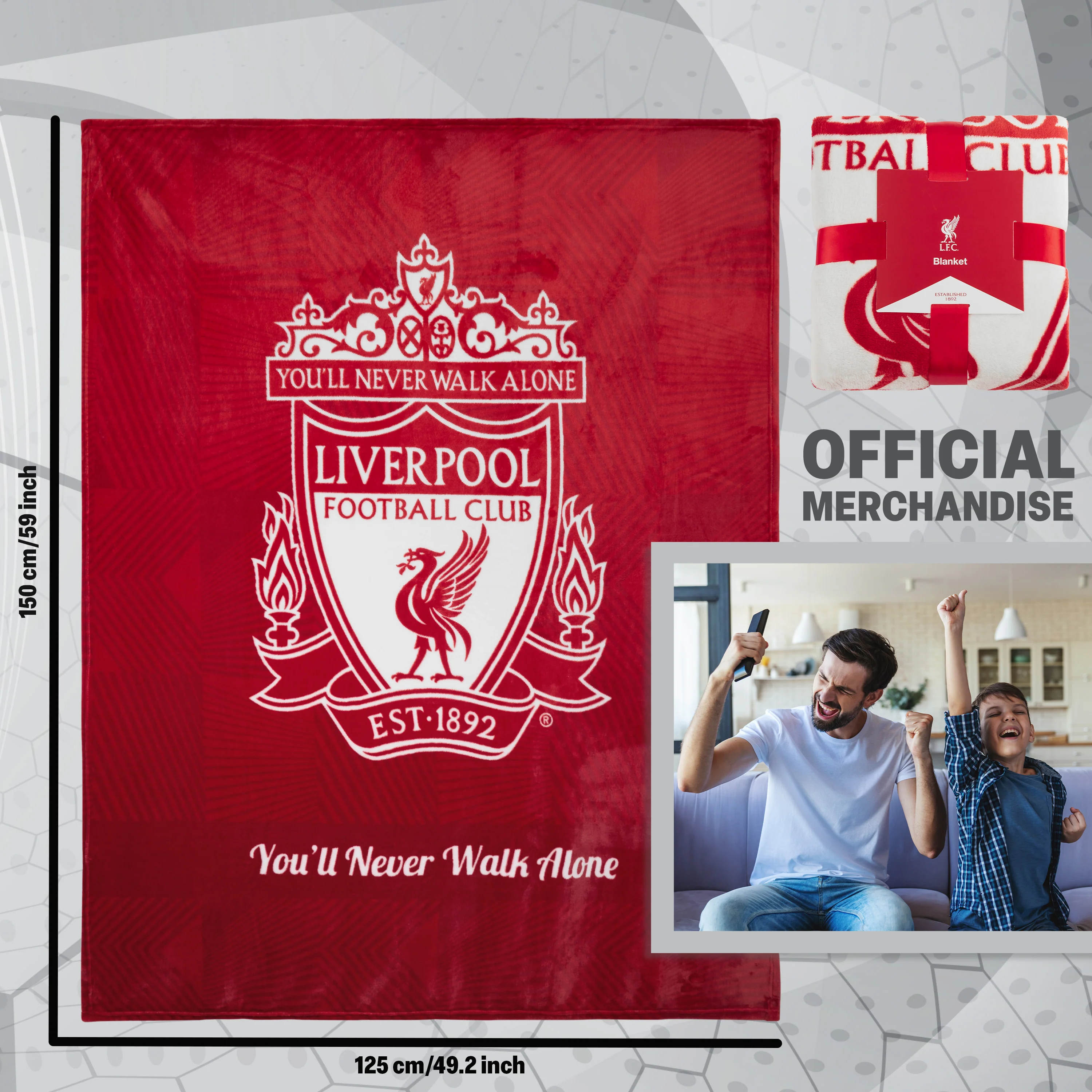Liverpool F.C. Fleece Bed Blanket Soft Bed Throw 125 x 150cm Liverpool Gifts (Red) - Image 6