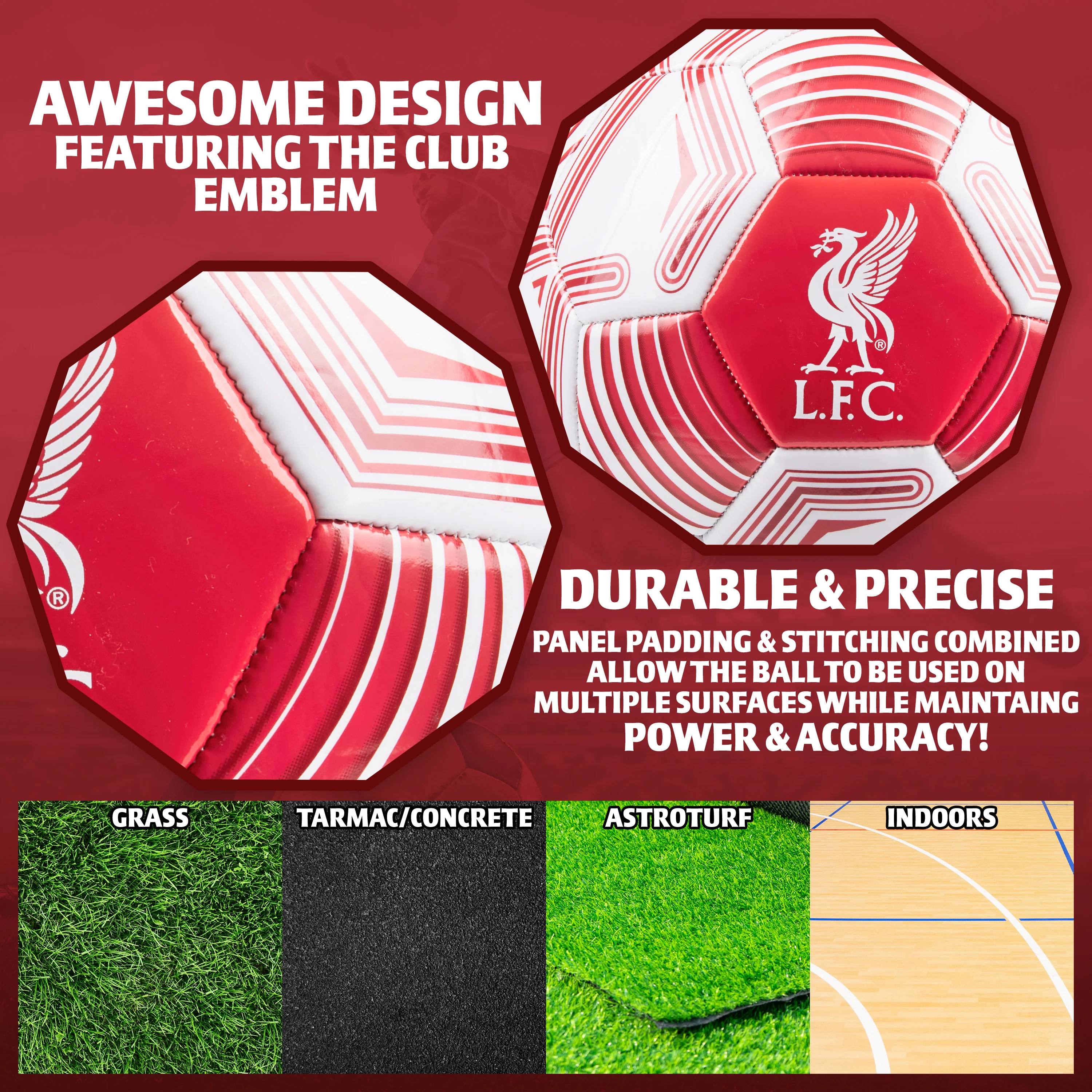 Liverpool F.C. Football Soccer Ball for Adults & Teenagers - Size 4 - Image 5