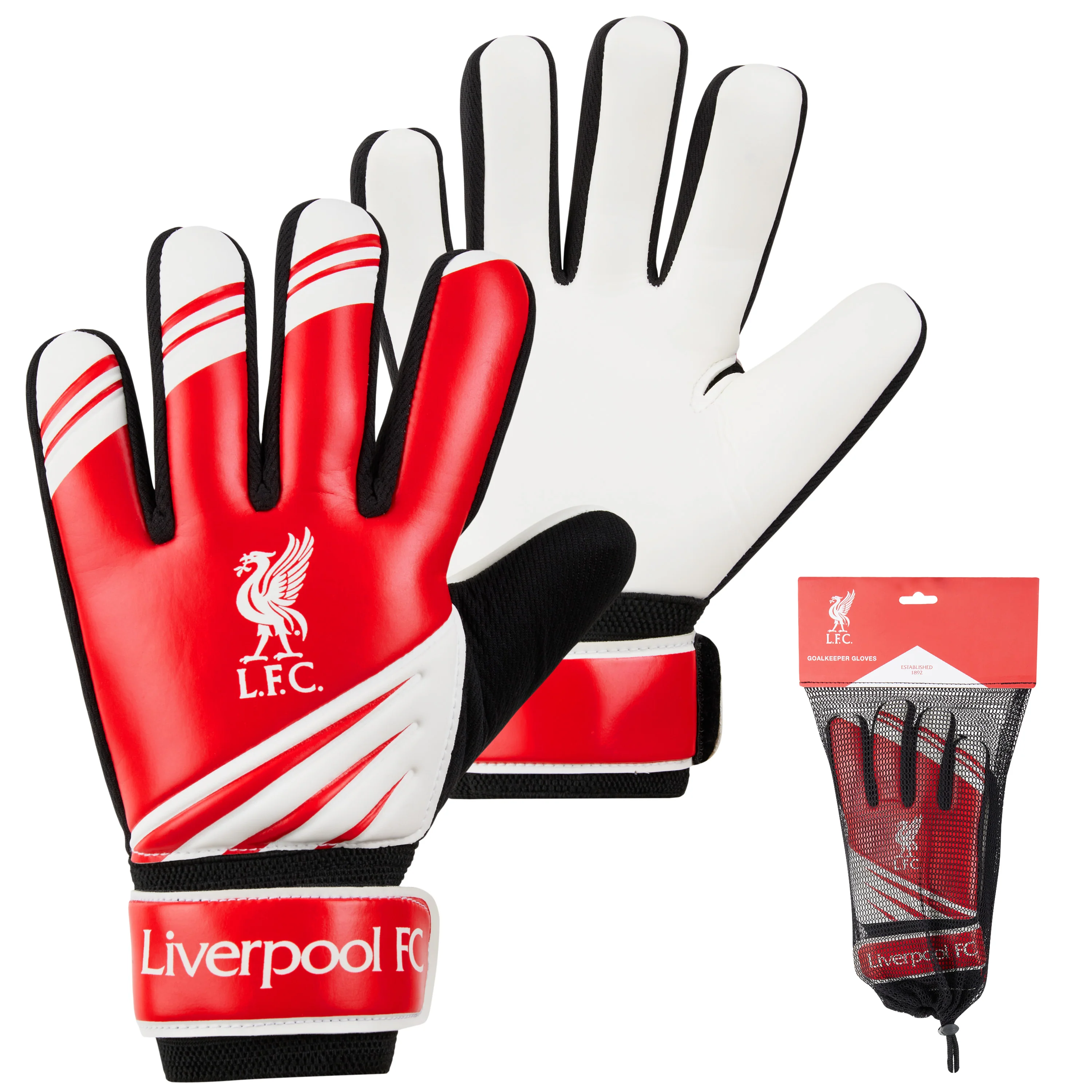 Liverpool F.C. Goalkeeper Gloves for Kids Teenagers - Non Slip Padded Palms Size 5