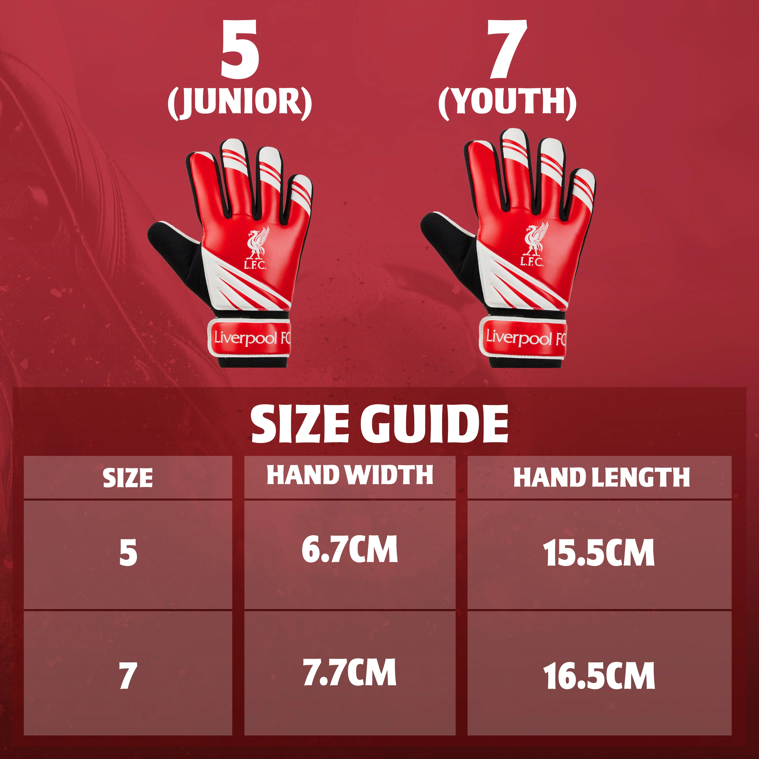 Liverpool F.C. Goalkeeper Gloves for Kids Teenagers - Non Slip Padded Palms Size 7 - Image 6